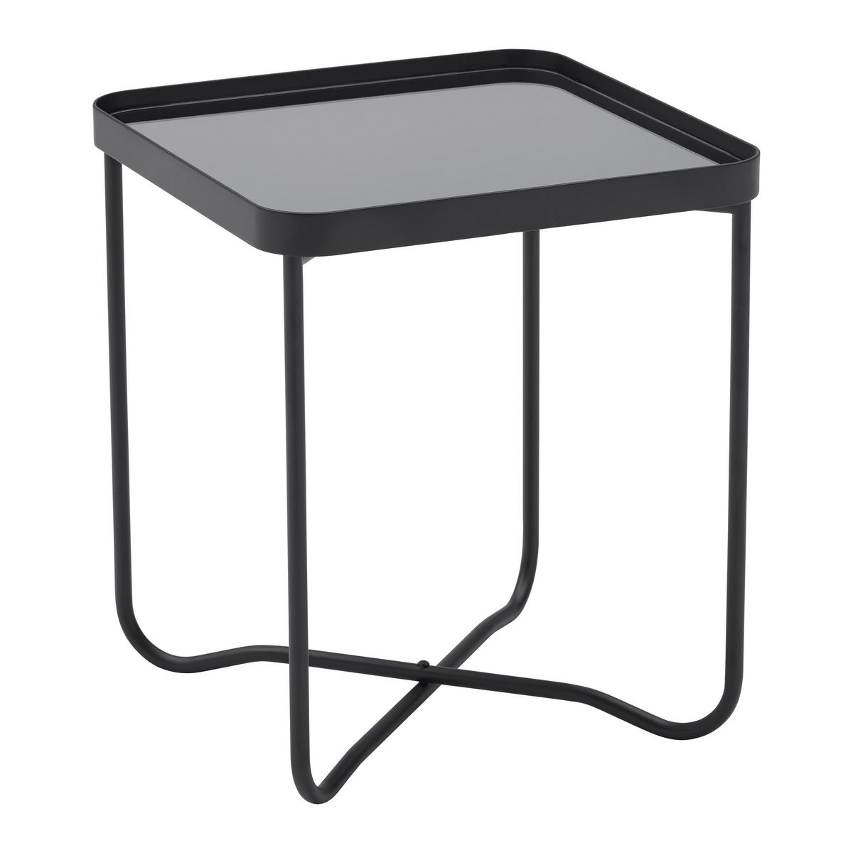Masă auxiliară NOBILE - negru, Modern, sticlă/metal (37/42/37cm) - Premium Living