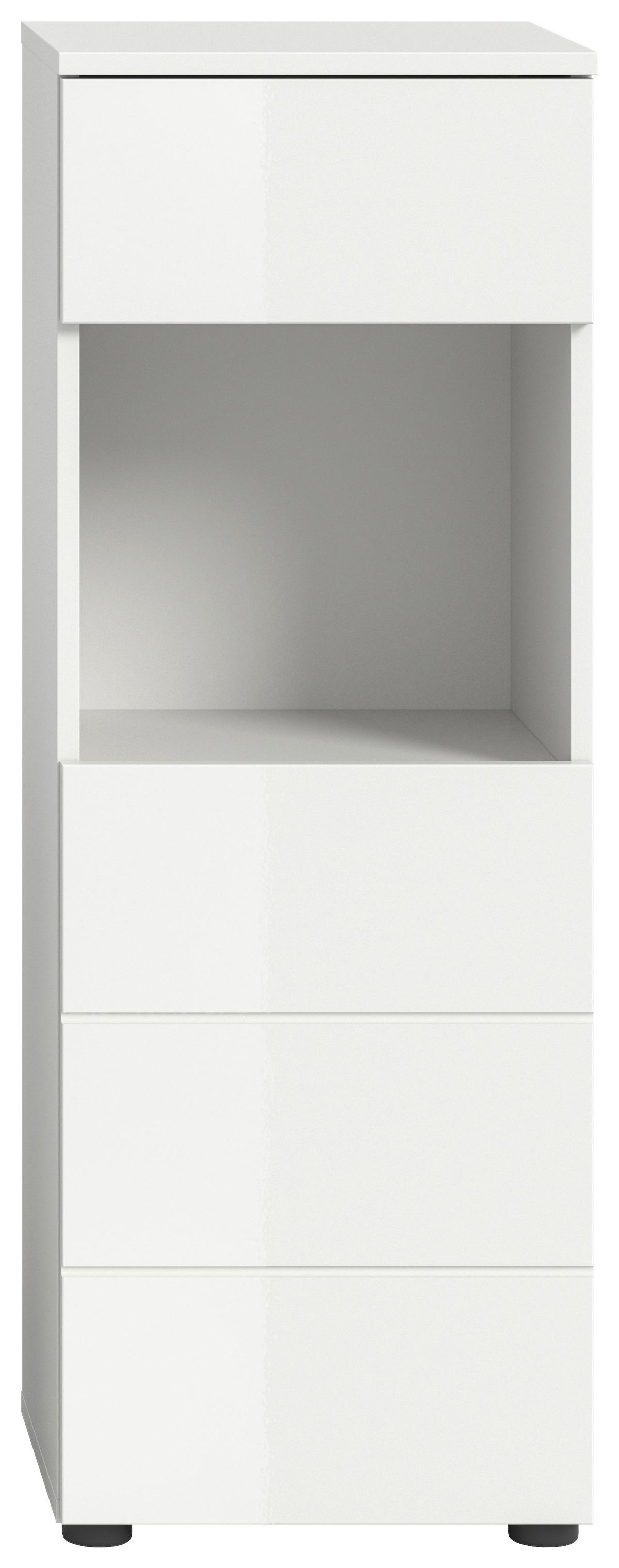Midischrank Vira ca. 38x106x34 cm Weiß - Weiß Hochglanz/Schwarz, MODERN, Holzwerkstoff (38/106/34cm) - MID.YOU