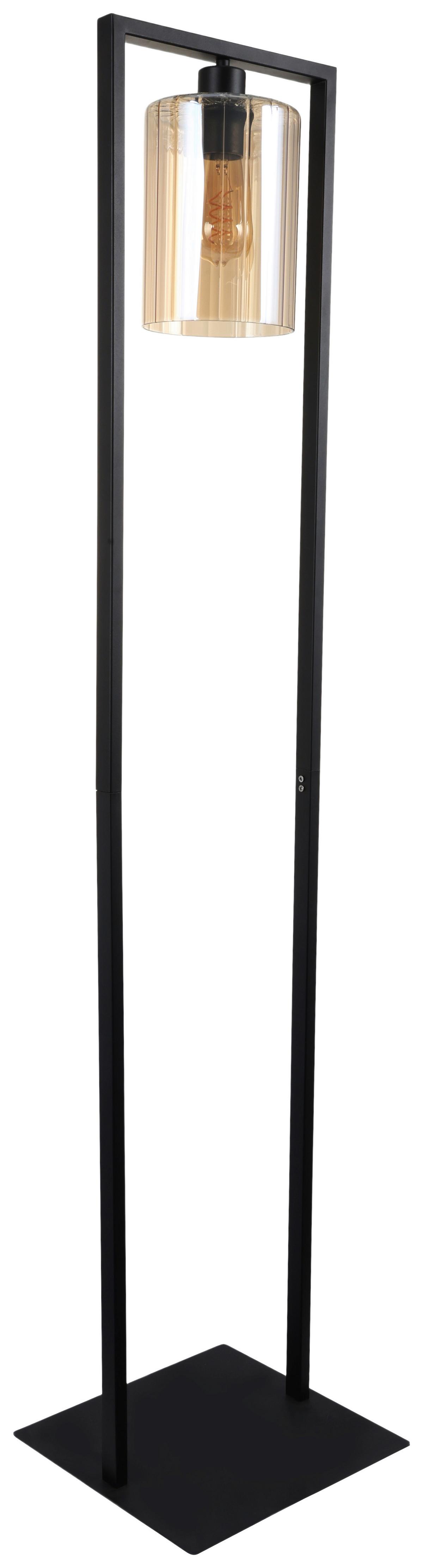 Stehleuchte Ambi Schwarz/Bernsteinfarb. 25 W - Bernsteinfarben/Schwarz, MODERN, Glas/Metall (30/140cm)