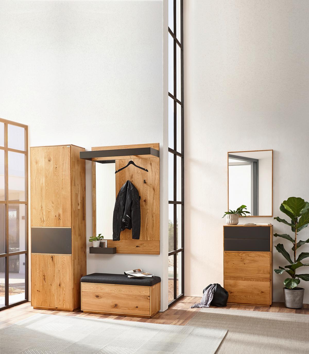 PANEL DO PRZEDPOKOJU AVANTI - kolor dębowy/antracytowy, Design, metal/drewno (90/134/35cm) - Waldwelt