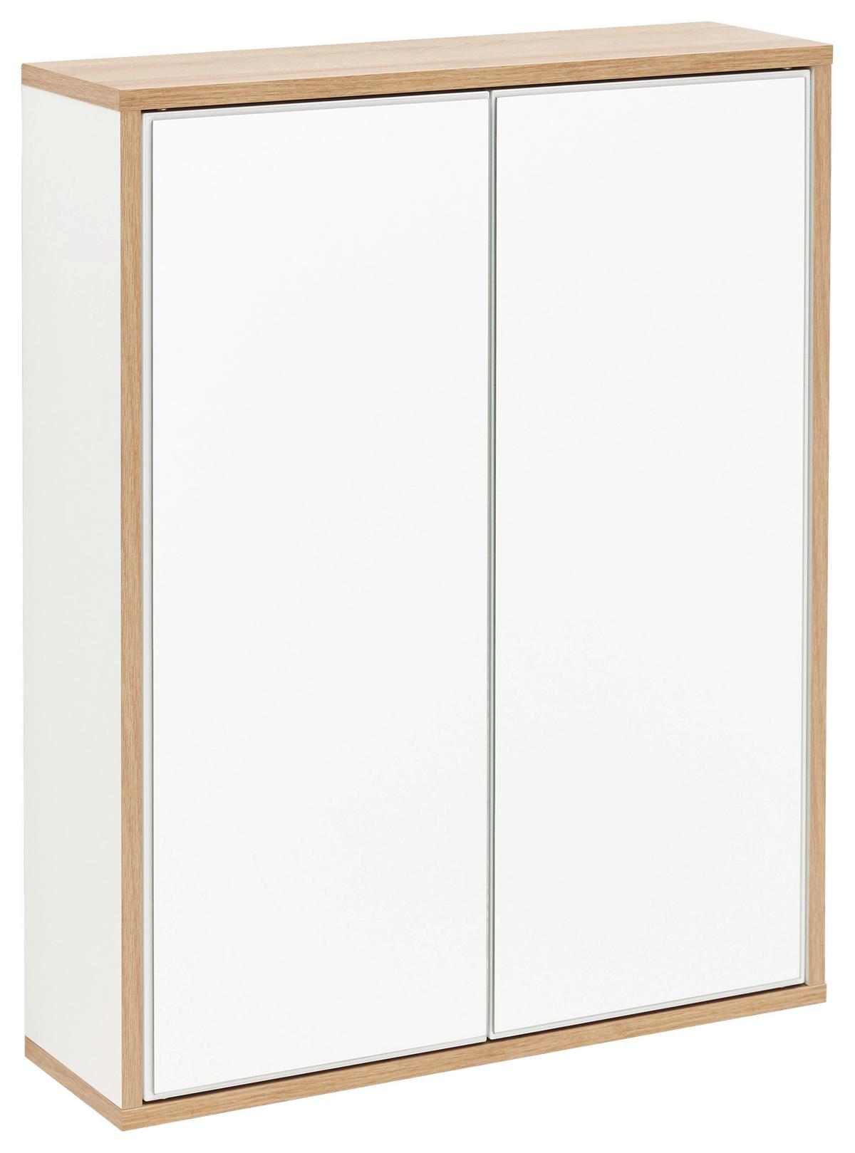 Spiegelschrank "Finn" , weiß, eiche - MODERN, Glas/Holzwerkstoff (60/75/18,5cm) - MID.YOU