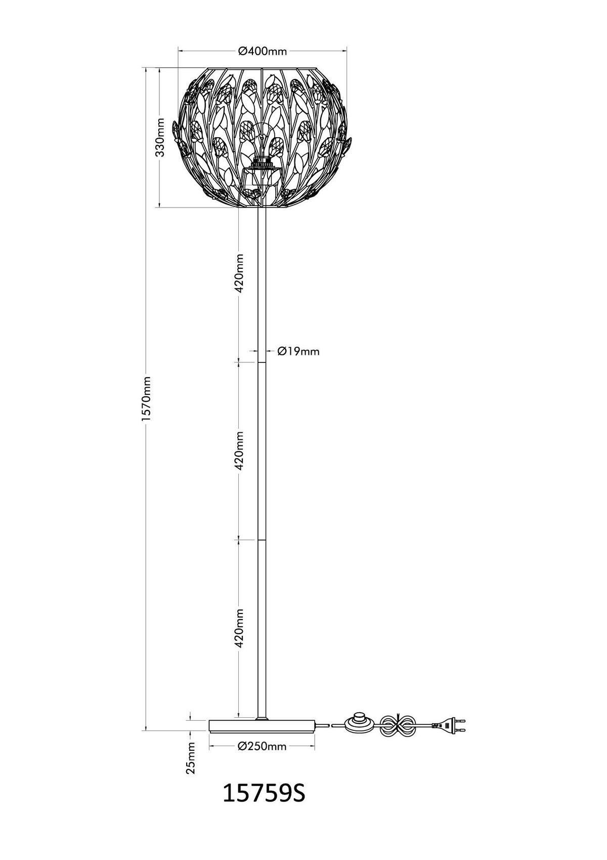 STEHLEUCHTE 15759S MIKA - Klar/Goldfarben, Basics, Kunststoff/Metall (40/157cm) - Globo