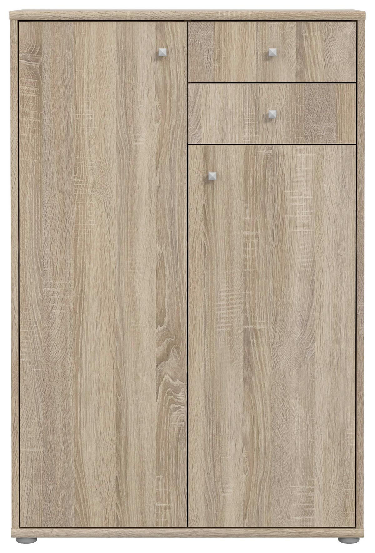 Komoda Tempra 2, Barva Hrasta - barve aluminija/hrast sonoma, Design, umetna masa/leseni material (73,7/111,1/34,8cm)
