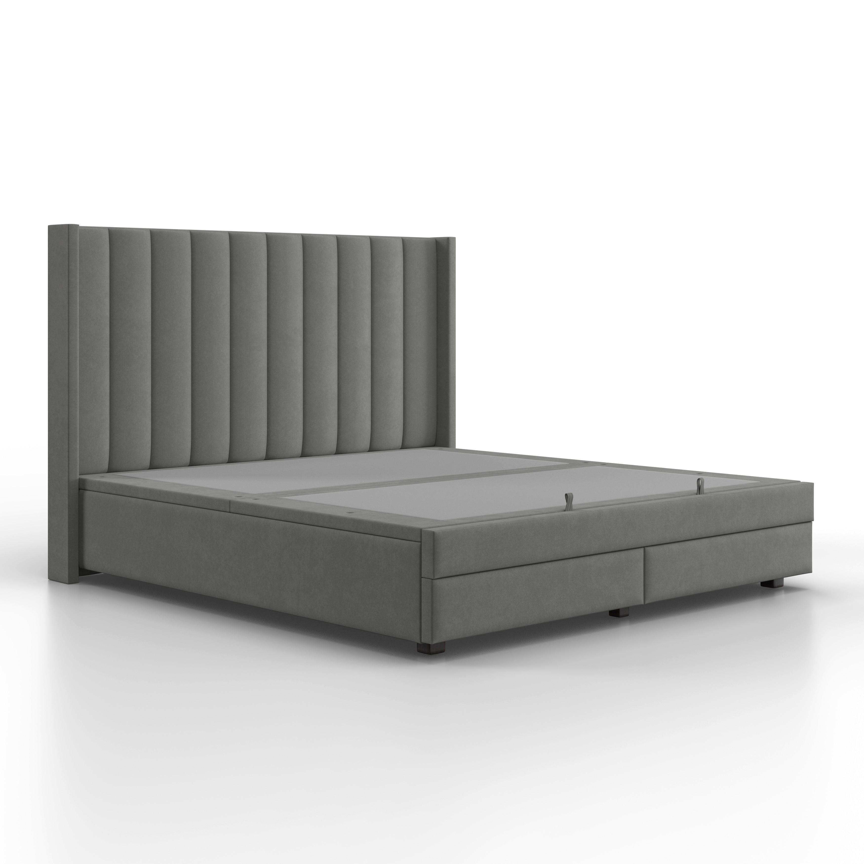 Polsterbett Maya ca. 180x200 cm Grau - Dunkelbraun/Grau, MODERN, Holz/Textil (180/200cm) - Bessagi Home