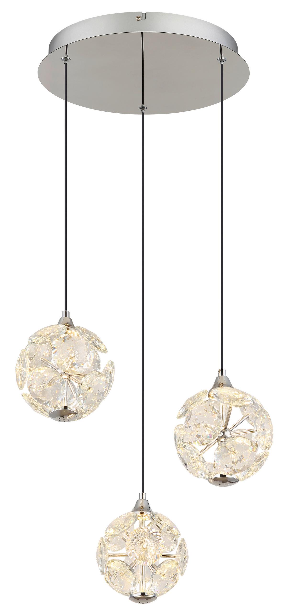 LED-HÄNGELEUCHTE 16047-3HC VIRINA - Klar/Chromfarben, Konventionell, Glas/Kunststoff (42/15cm) - Globo