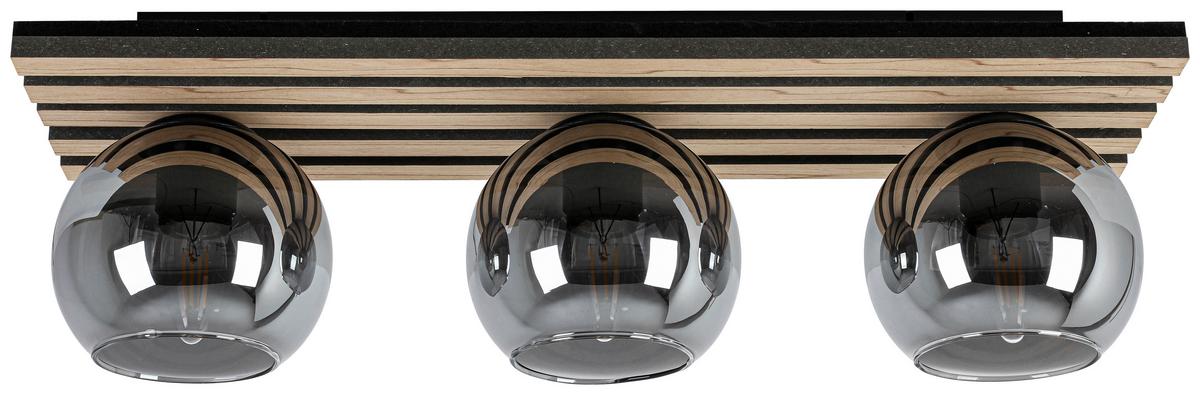 Deckenleuchte Panela Eiche/Chromfarben max. 3x25 W - Chromfarben/Eichefarben, MODERN, Glas/Holzwerkstoff (61/18,5/20cm) - Mömax