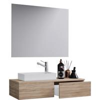 Kopalnica Gudas, Hrast - bela/hrast sonoma, Moderno, leseni material/keramika (85cm) - MID.YOU