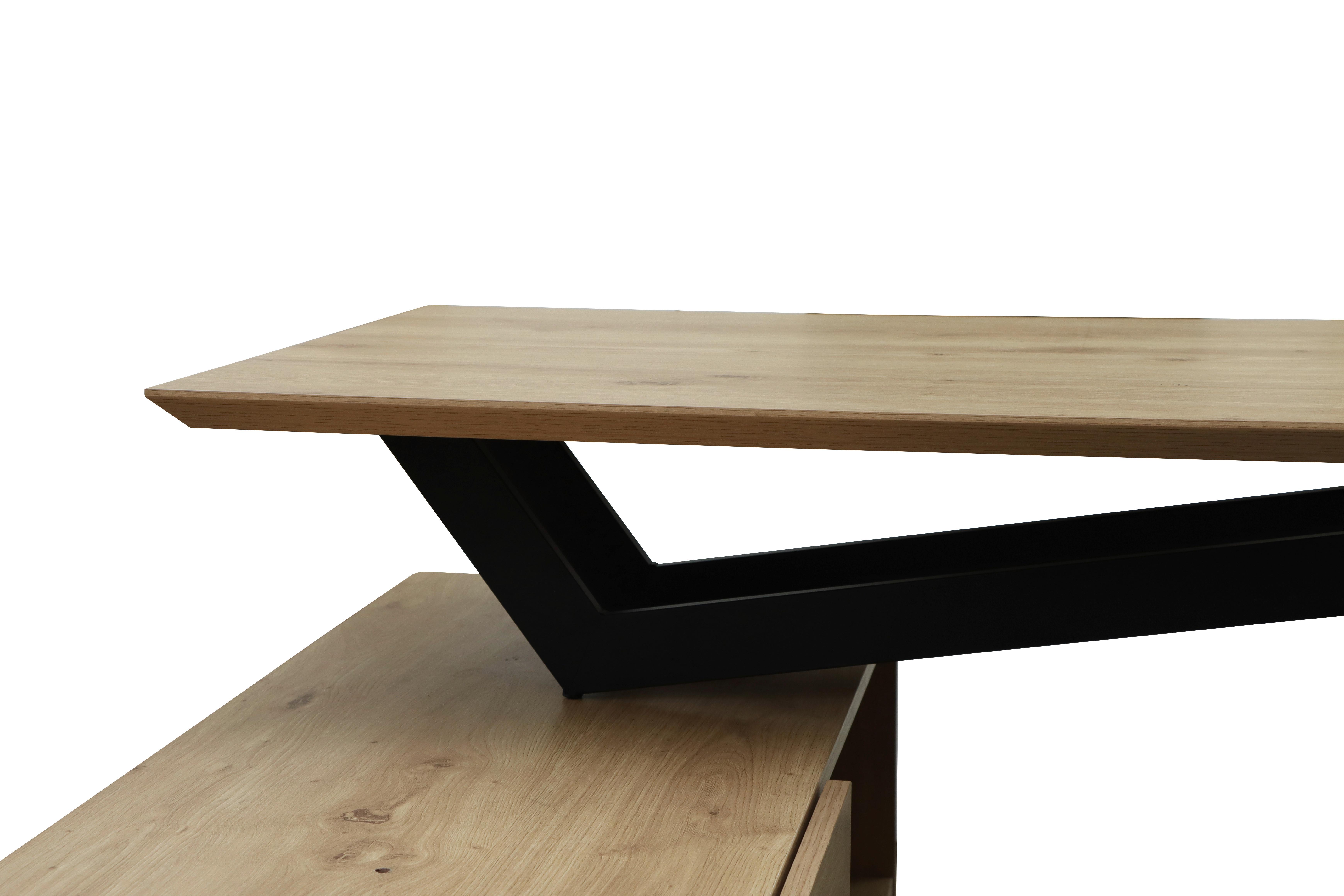 SKRIVBORD LIAM - svart/ek Artisan, Modern, metall/trämaterial (140/120/76cm) - Bessagi Home