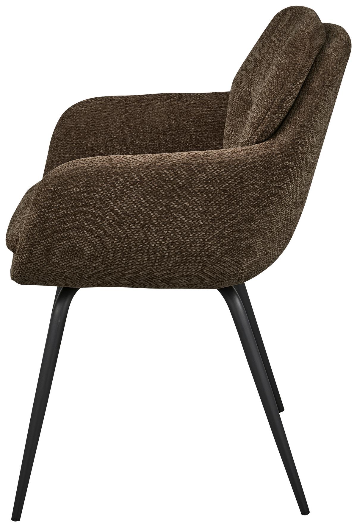 ARMLEHNSTUHL-SET Runa Braun B: 57cm - Schwarz/Braun, MODERN, Textil/Metall (57/82/59cm) - Livetastic