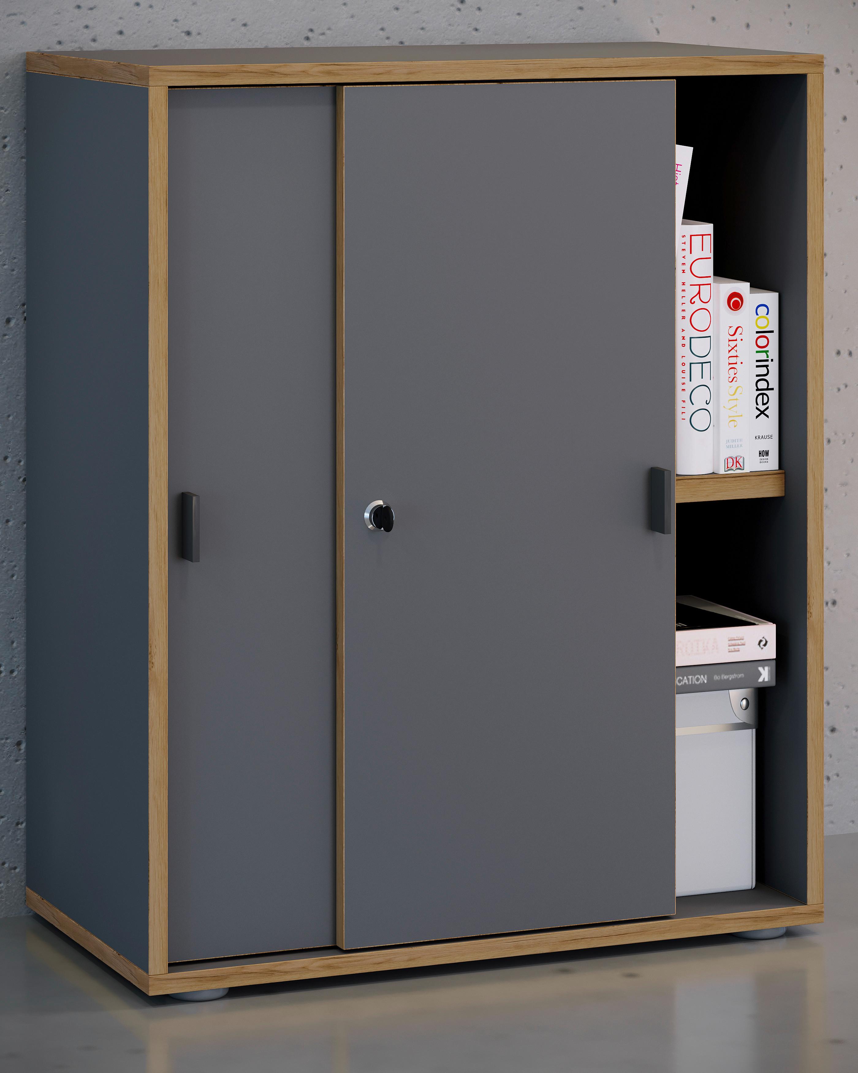 AKTENSCHRANK SALIA B60 - Honigeiche/Anthrazit, Design, Holzwerkstoff (60/74/37cm) - MID.YOU