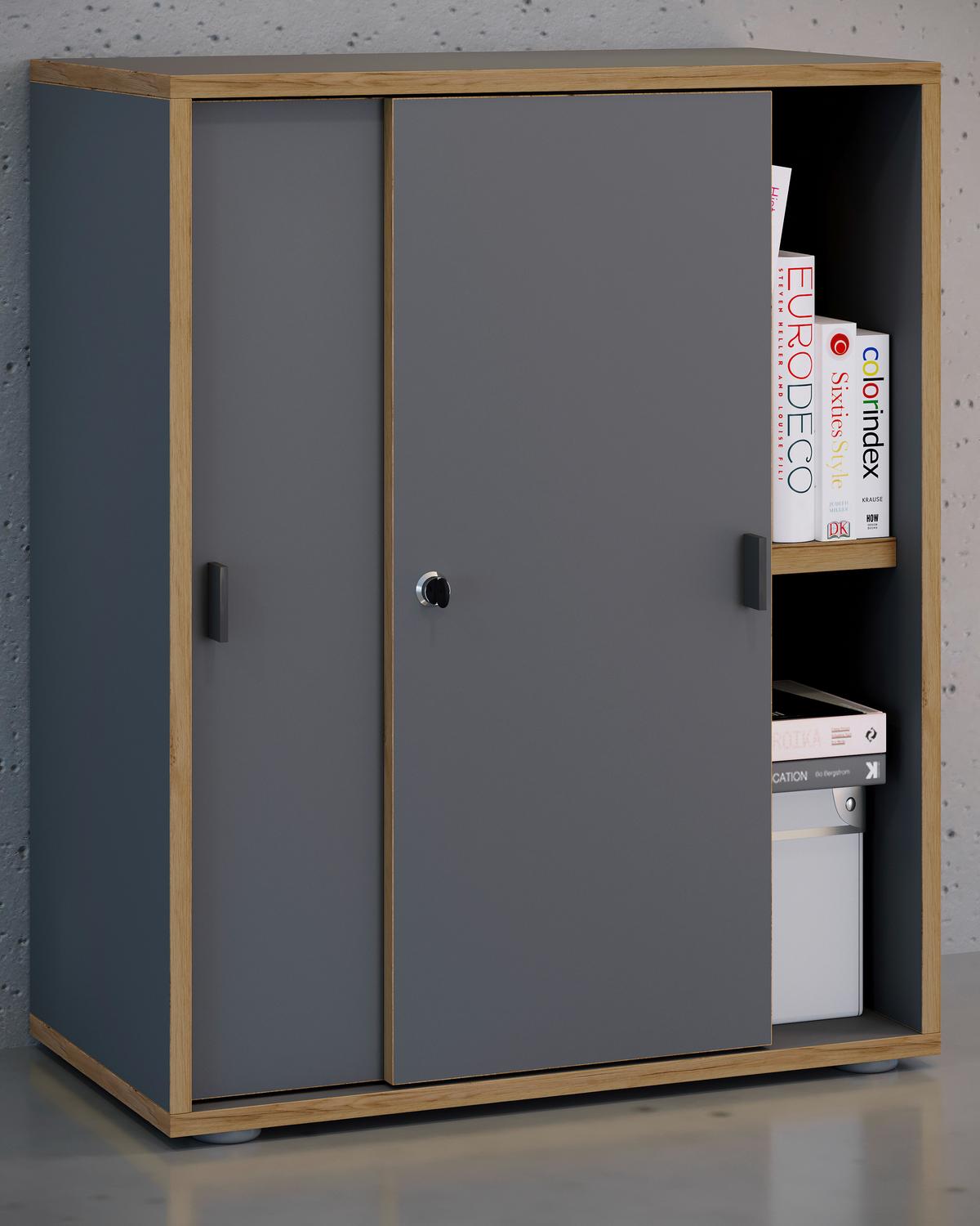 AKTENSCHRANK SALIA B60 - Honigeiche/Anthrazit, Design, Holzwerkstoff (60/74/37cm) - MID.YOU