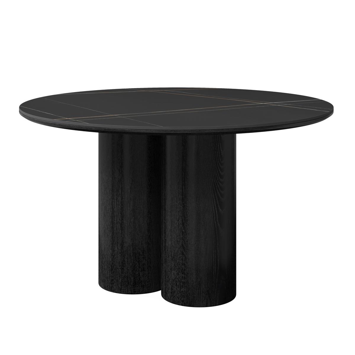 Jedilna Miza Kiano, Črna, Porcelan, Ø 130cm - črna, Moderno, leseni material/les (130/75cm) - Bessagi Home