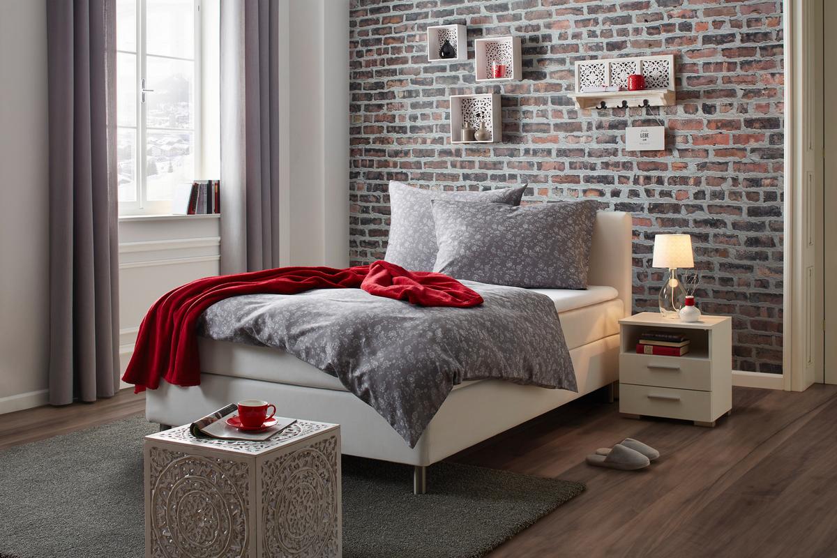 Nachtkästchen in Weiss - Weiss/Alufarben, Konventionell, Holzwerkstoff/Kunststoff (45/47/35cm) - Mömax