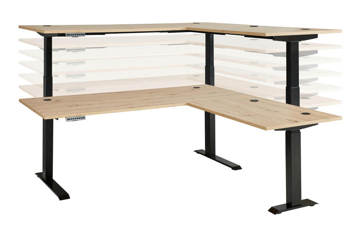 Sarokíróasztal Memphis - grafitszürke/Artisan tölgy, Modern, faalapú anyag/fém (185/177cm) - Premium Living