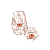 Kerzenhalter-Set Retro Design Kupferfarben 2-teilig - Kupferfarben, Basics, Metall (9,5/8/17/8,3cm) - Echtwerk