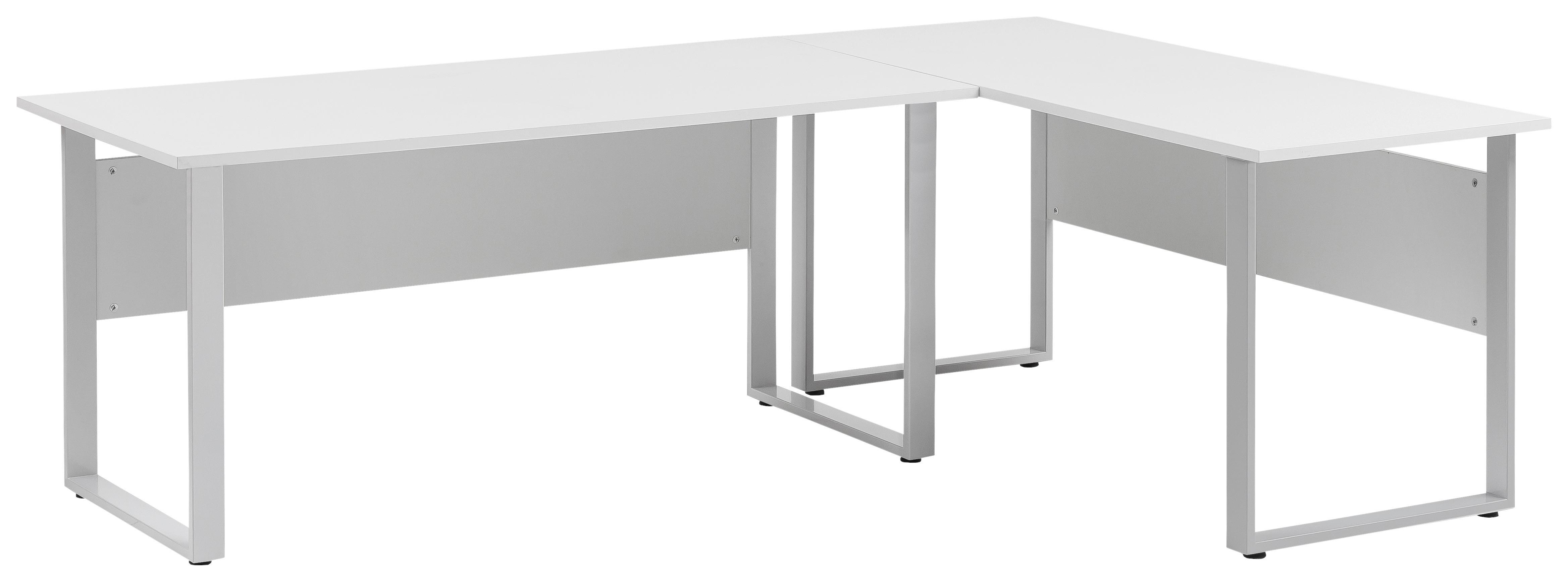 Schreibtisch 1600 Hellgrau ca. 160x235x73,2cm - Silberfarben/Hellgrau, MODERN, Holzwerkstoff/Metall (160/235/73,2cm) - MID.YOU