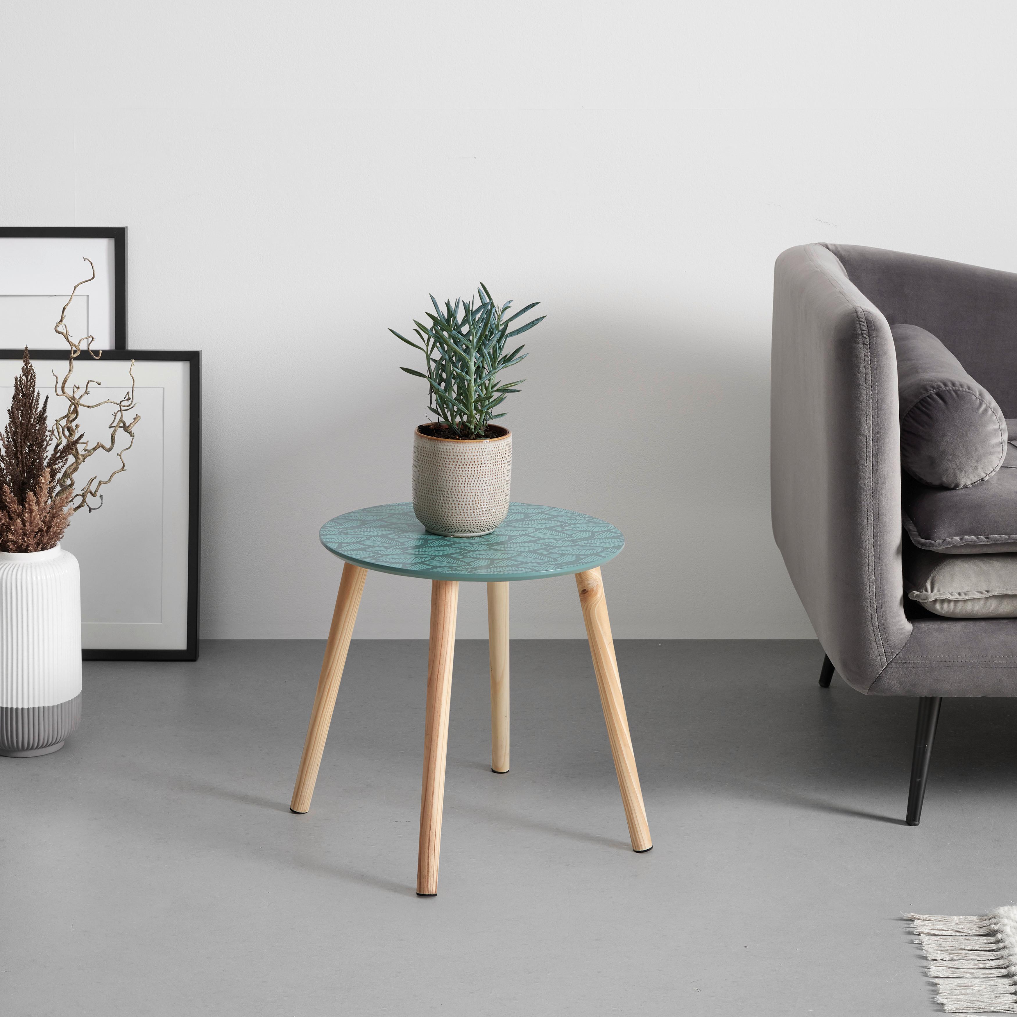 TABLE D'APPOINT MIA -BASED/SB- - couleur pin/vert, LIFESTYLE, matériau en bois/bois (40/40/40cm) - Based