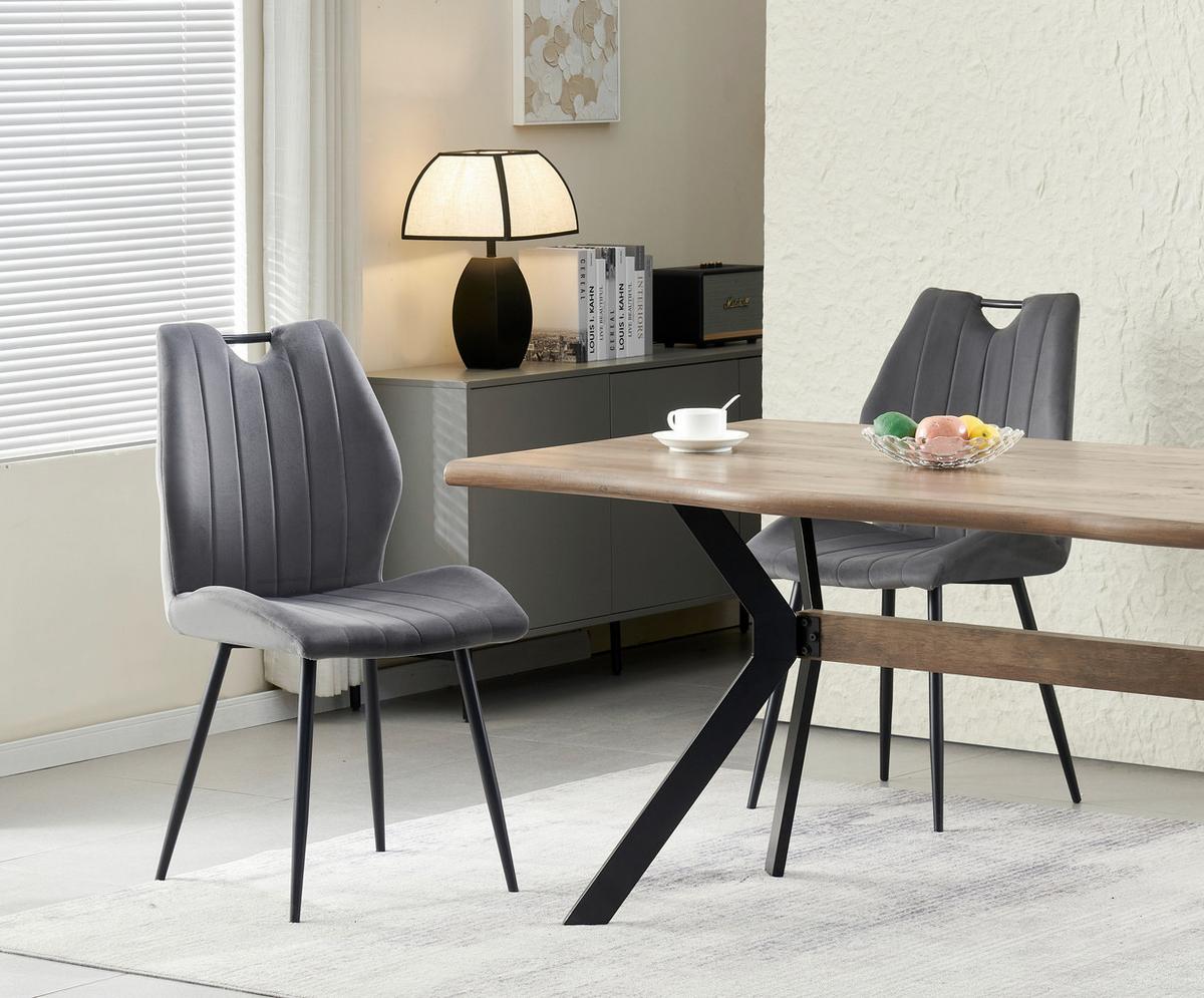 Set Stolov Christin, Antracit, 2 Kos - črna/antracit, Moderno, kovina/tekstil (52/75/58cm) - MID.YOU