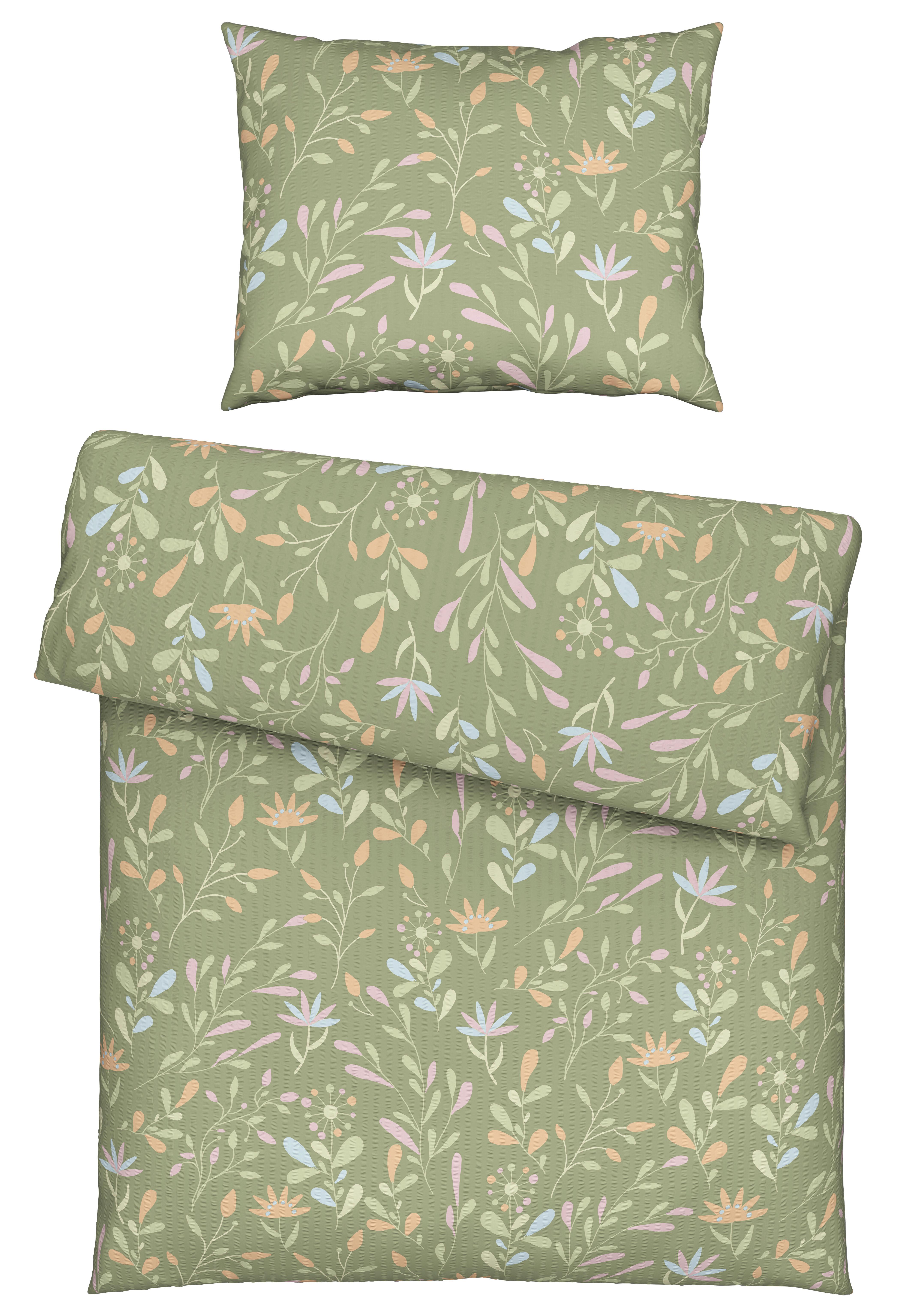 Bettwäsche Marina XL Grün ca. 140x220cm - Grün, KONVENTIONELL, Textil (140/220cm) - Mömax