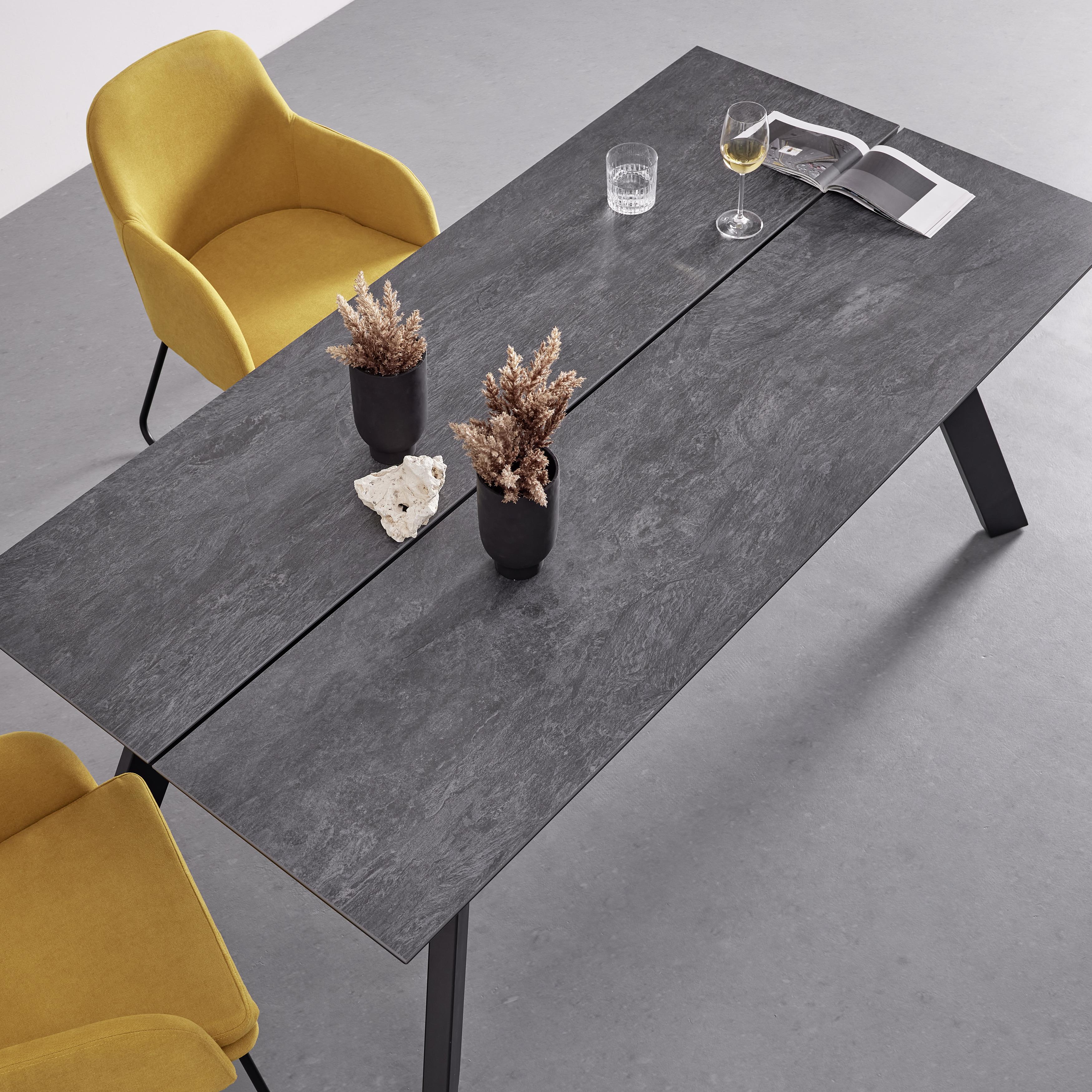 STÓŁ DO JADALNI LITTA - ciemnoszary/czarny, Modern, materiał drewnopochodny/metal (180/90/76cm) - Bessagi Home