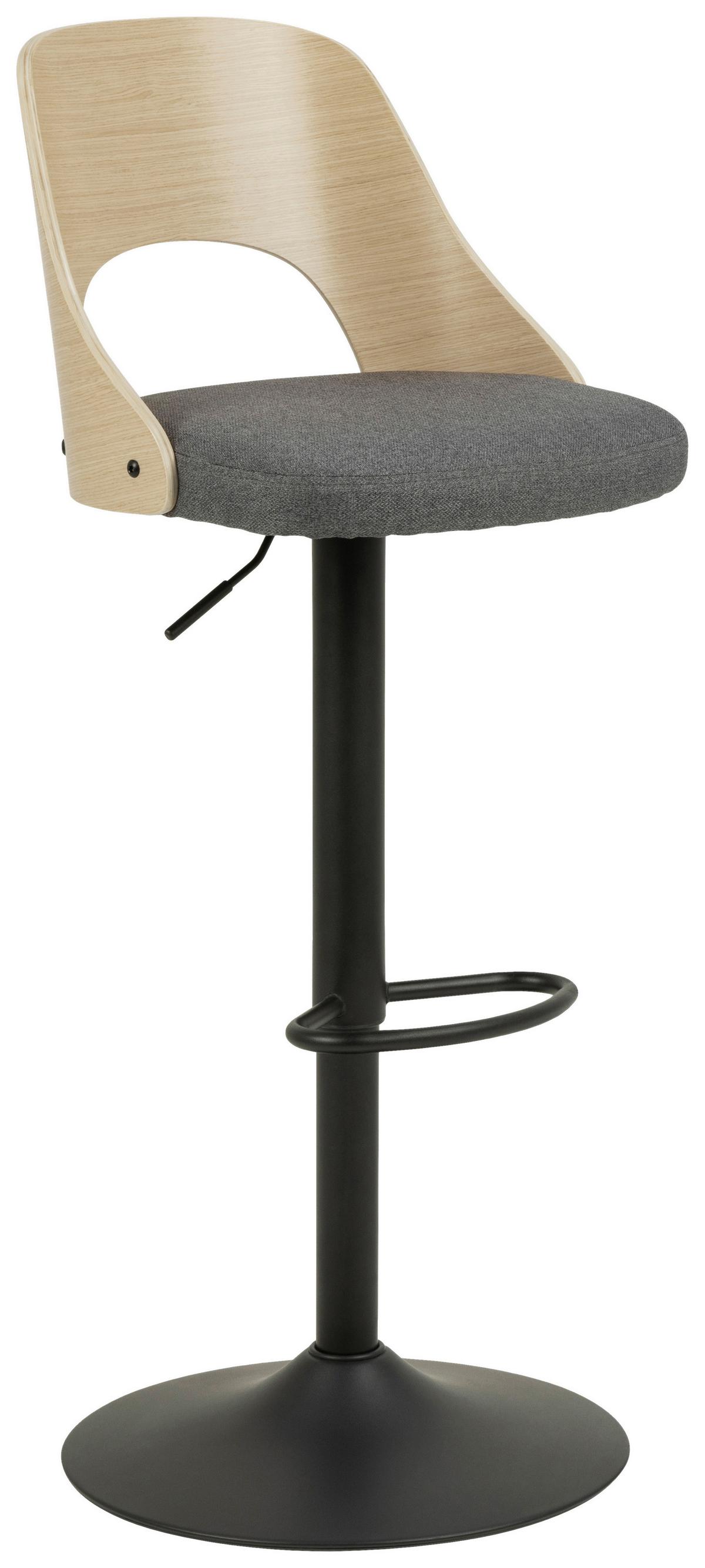 Barski Stol Lucy, Temno Siva, Hrast - temno siva/črna, Design, kovina/tekstil (47/113/51cm) - Mömax