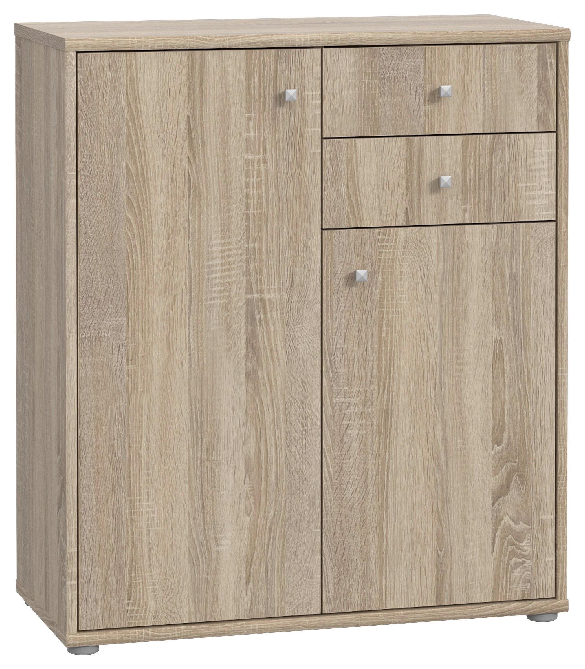 Komoda Tempra 2, Barva Hrasta - barve aluminija/hrast sonoma, Design, umetna masa/leseni material (73,7/85,5/34,8cm)
