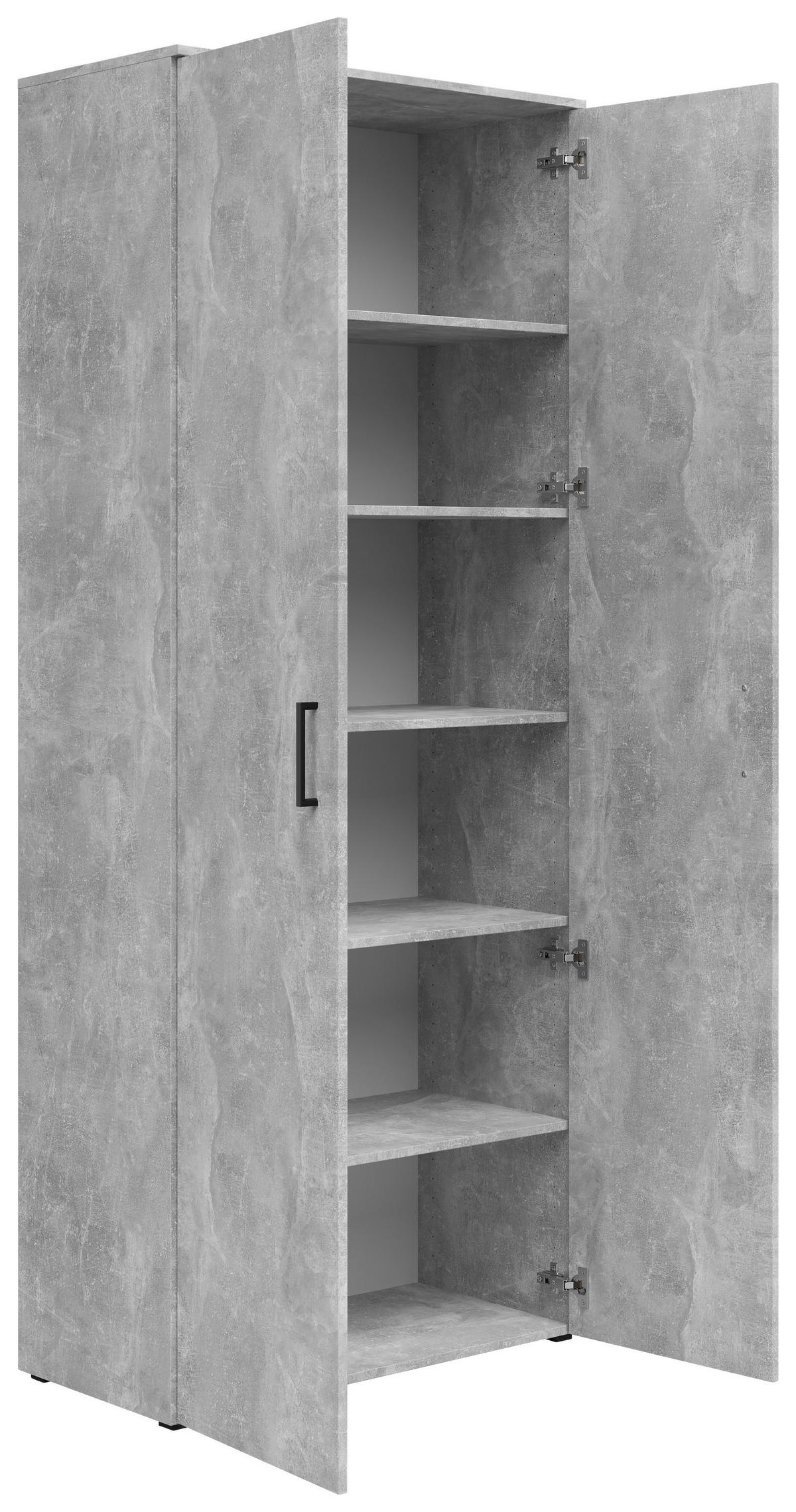 Schrank Multistauraum Betonoptik - Schwarz/Grau, MODERN, Holzwerkstoff/Kunststoff (80/195/40cm) - Mömax