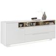 Sideboard in Weiß/Eichefarben - Edelstahlfarben/Eichefarben, MODERN, Holzwerkstoff/Metall (215/84/42cm) - Premium Living Sideboard in Weiß/Eichefarben - Edelstahlfarben/Eichefarben, MODERN, Holzwerkstoff/Metall (215/84/42cm) - Premium Living