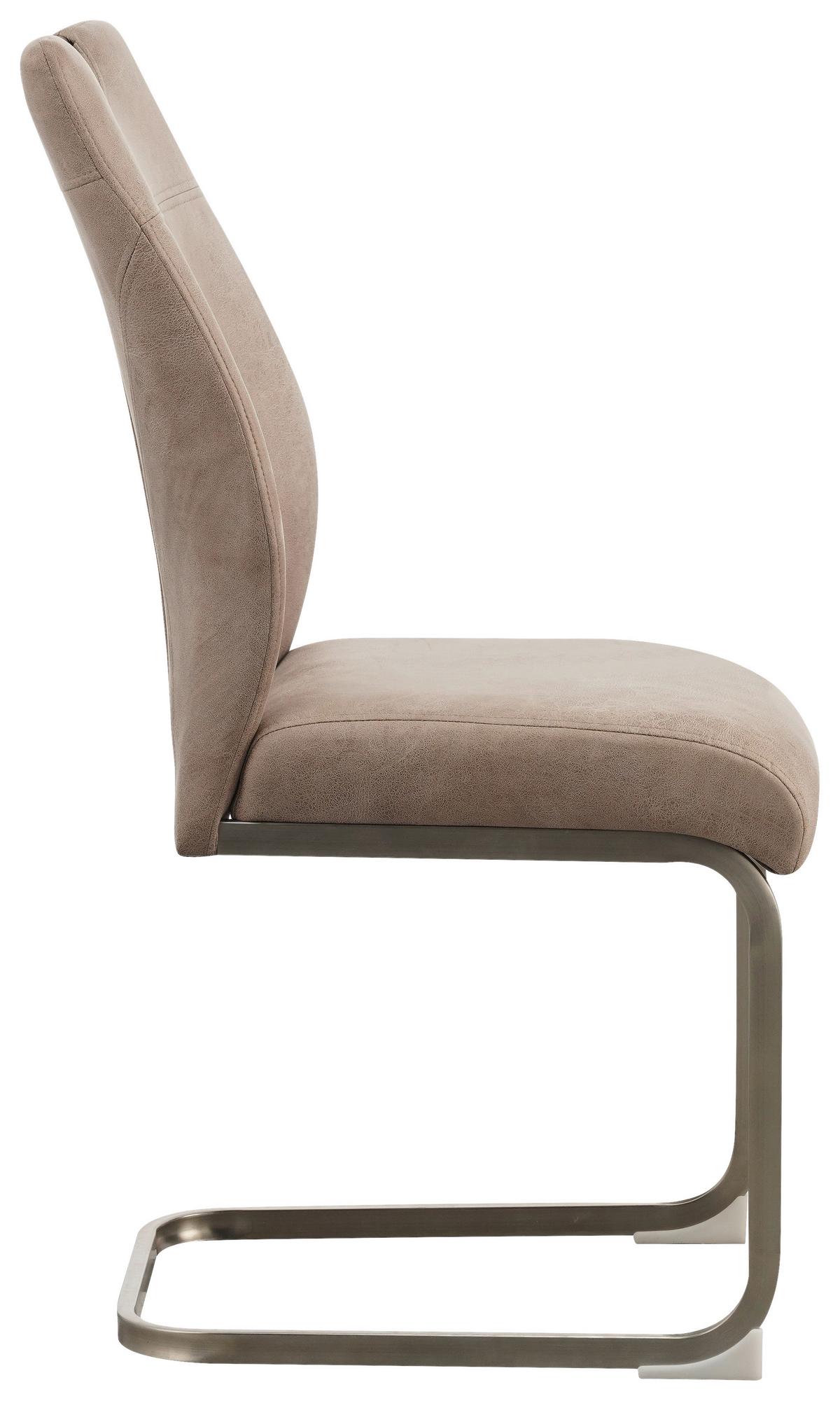 KRZESŁO NA PŁOZIE GUIDO - kolor naturalny/kolor stalowy, Design, metal/tkanina (43/97/57cm) - Carryhome