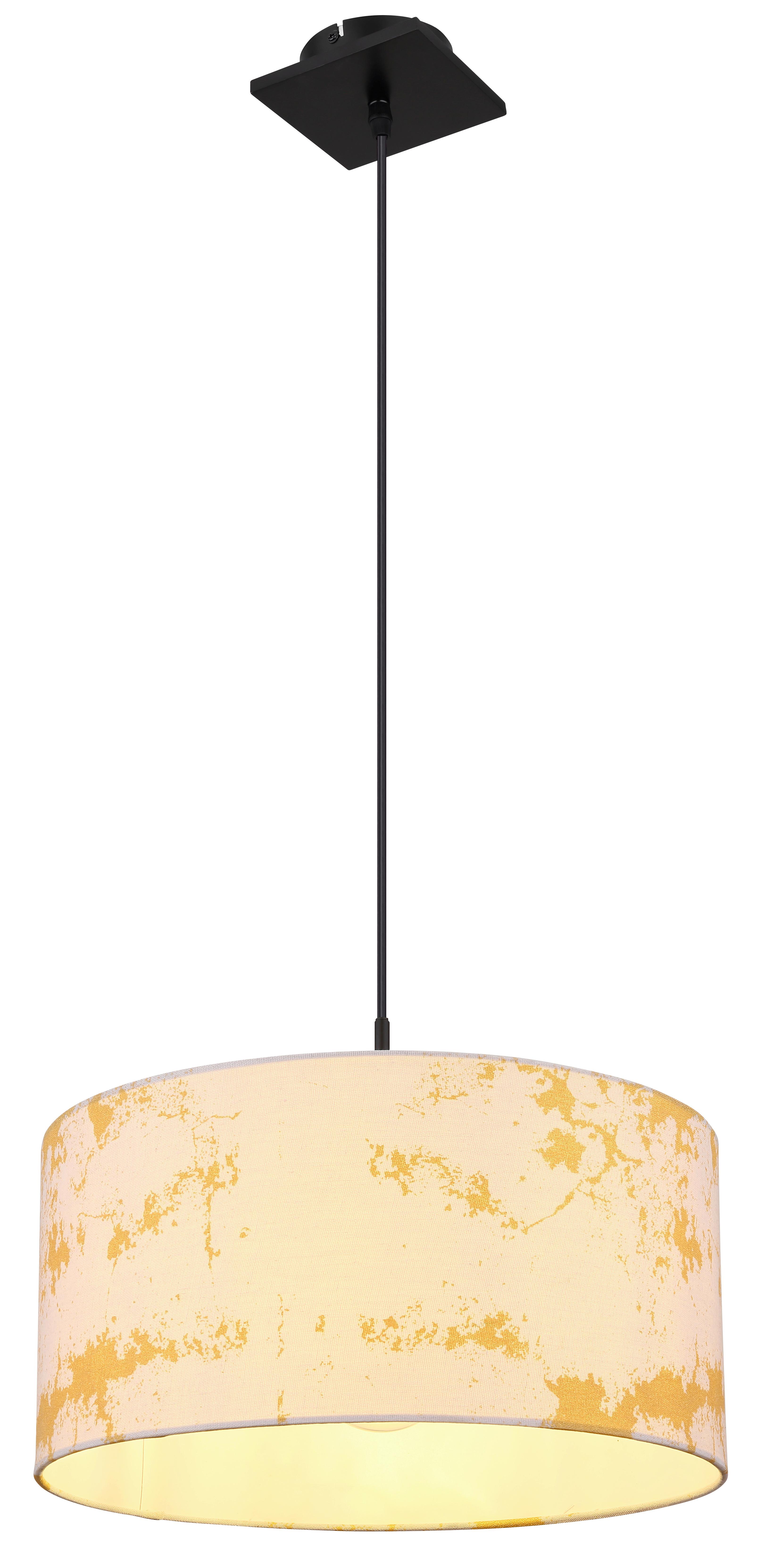 Hängeleuchte Engelbert in Weiß max. 60 Watt - Goldfarben/Schwarz, Basics, Textil/Metall (40/150cm) - Globo