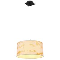 Hängeleuchte Engelbert in Weiß max. 60 Watt - Goldfarben/Schwarz, Basics, Textil/Metall (40/150cm) - Globo