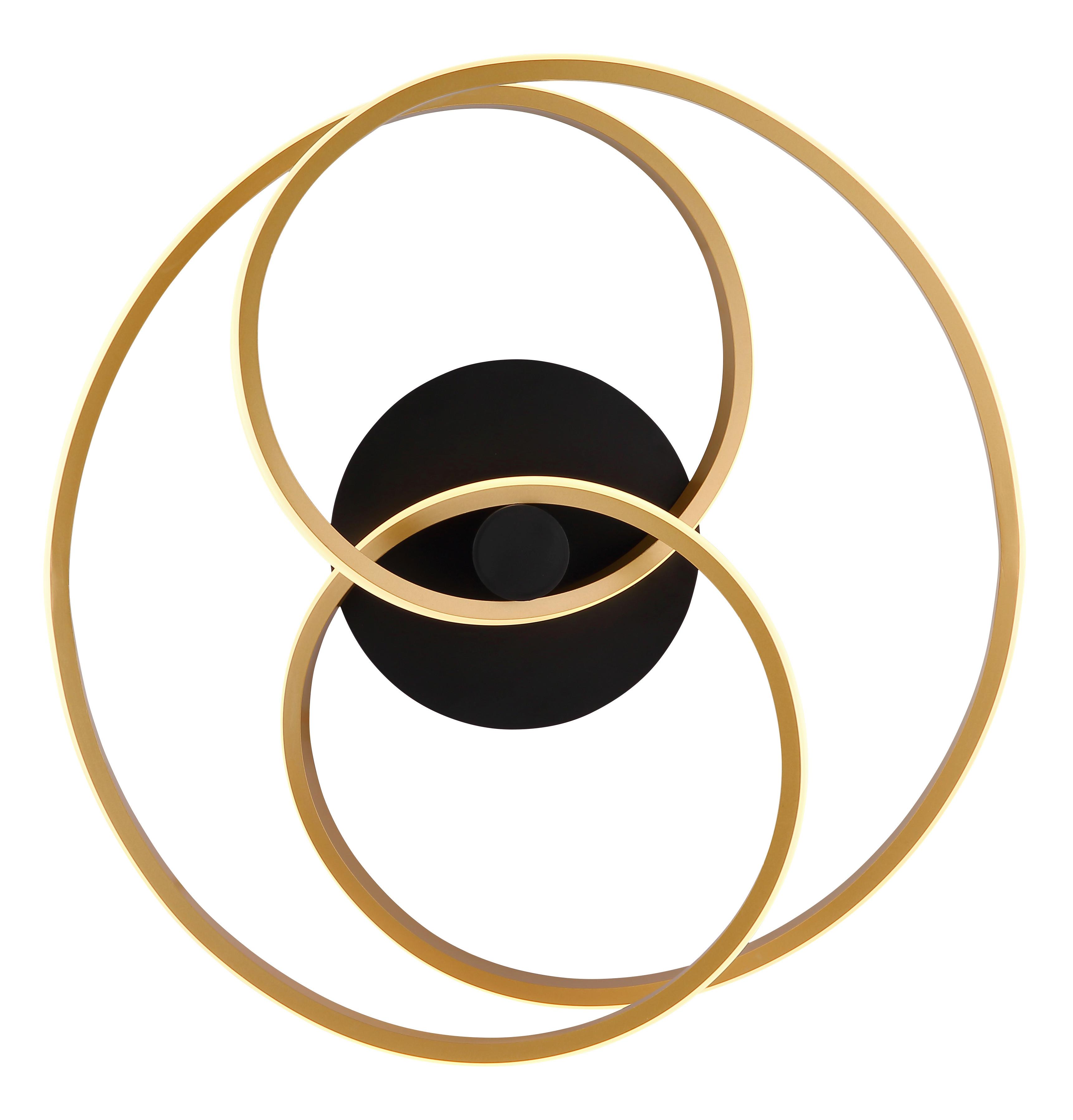 Stropna Led-svetilka Glyxar, S Sijalko - zlate barve/črna, Design, kovina/umetna masa (50/16cm) - Globo