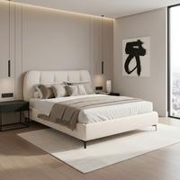 Kárpitozott Ágy Glaris - krémszínű/natúr színű, Modern, textil/fa (160/200cm) - Bessagi Home