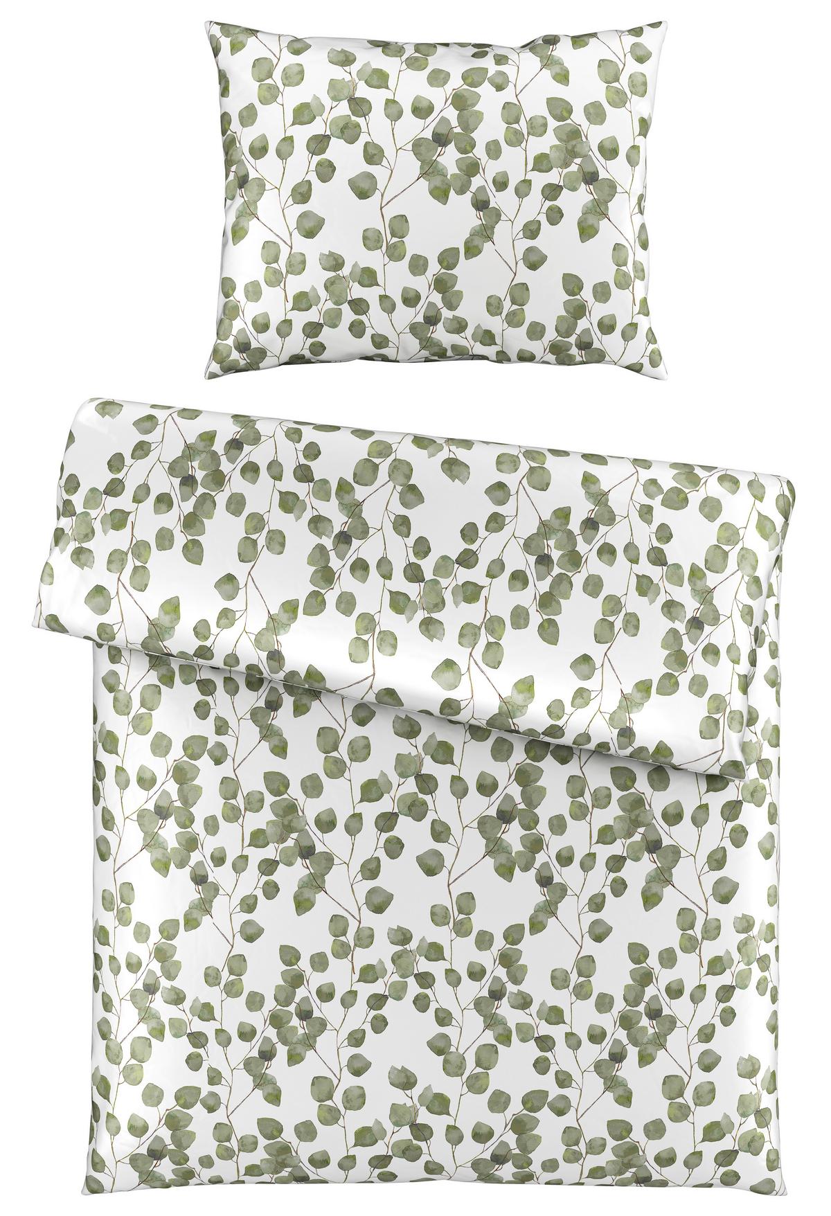 Bettwäsche Bio-Sophia Design Grün/Weiß ca. 140x200cm - Weiß/Grün, Natur, Textil (140/200cm) - ecoTree