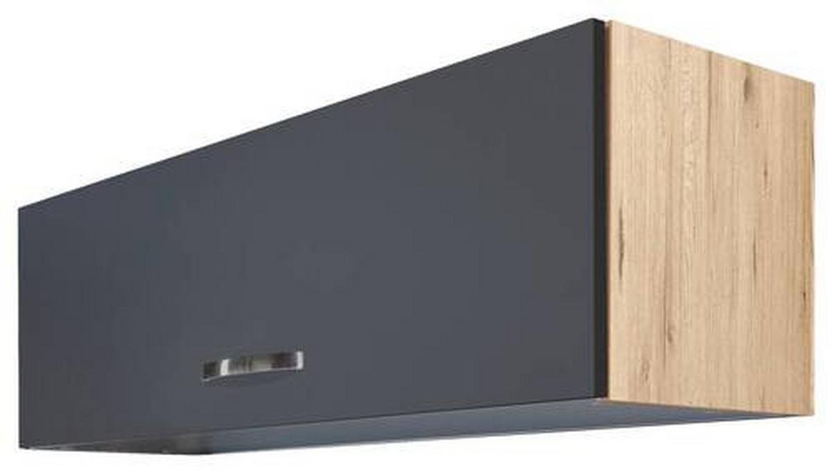 Küchenoberschrank Shadow ca. 100x32x32 cm Grau/Eiche - Edelstahlfarben/Dunkelgrau, MODERN, Holzwerkstoff/Metall (100/32/32cm) - FlexWell