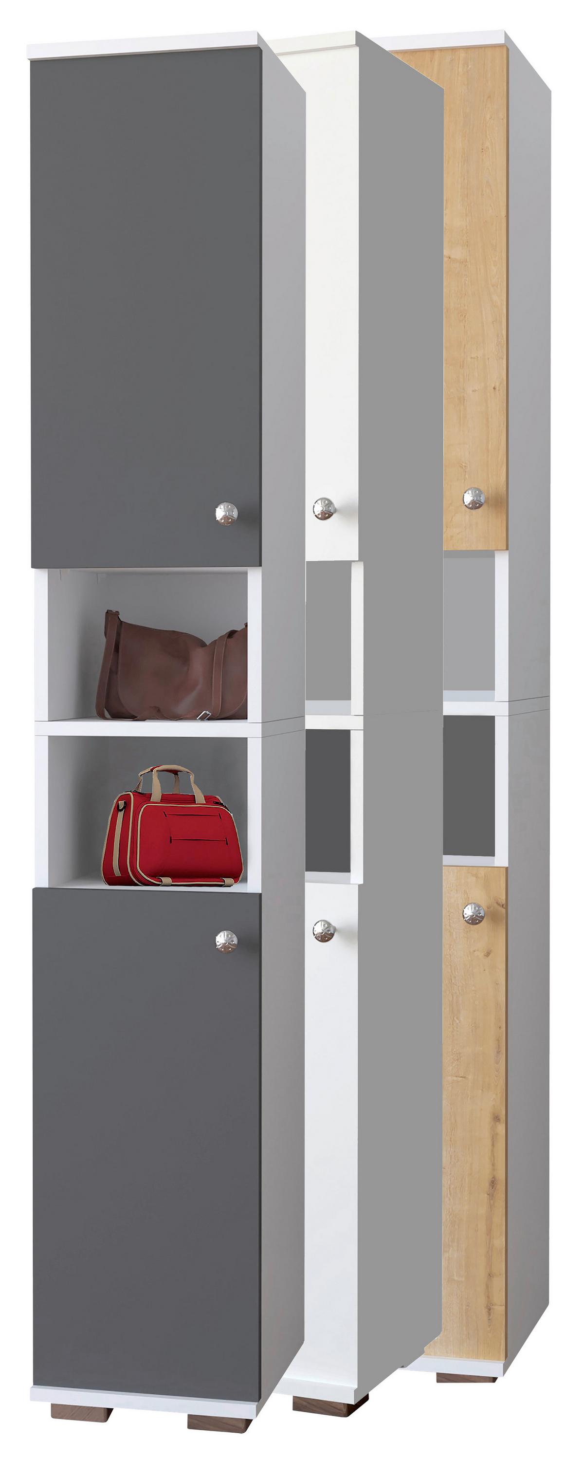 Schuhschrank GADOS Weiß ca. 30x178x33 cm - Anthrazit/Alufarben, MODERN, Holzwerkstoff/Kunststoff (30/178/33cm) - MID.YOU