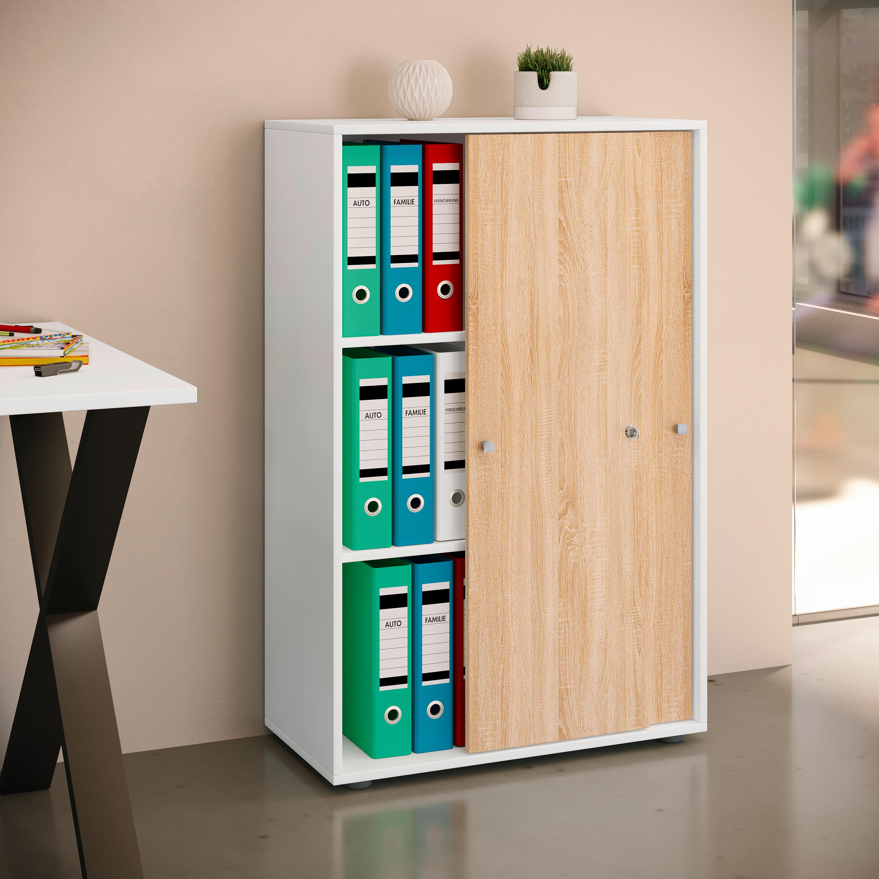 AKTENSCHRANK LONA XL - Weiss/Sonoma Eiche, Design, Holzwerkstoff (70/110/39cm) - MID.YOU