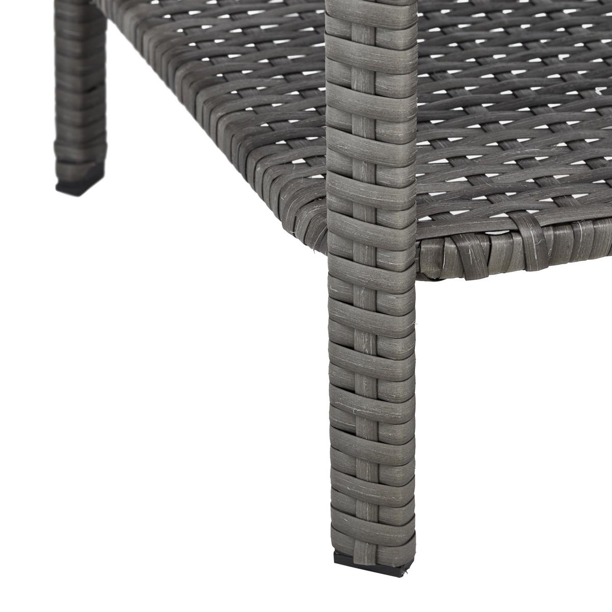 Loungegarnitur-Set Padua Grau aus Kunststoffgeflecht - Hellgrau/Schwarz, Modern, Glas/Kunststoff - Mömax