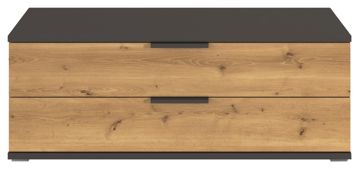 Nizka Omarica Endora, Barva Hrasta, Barva Grafita - barve hrasta/barve aluminija, Konvencionalno, kovina/leseni material (121/45/42cm) - Xora