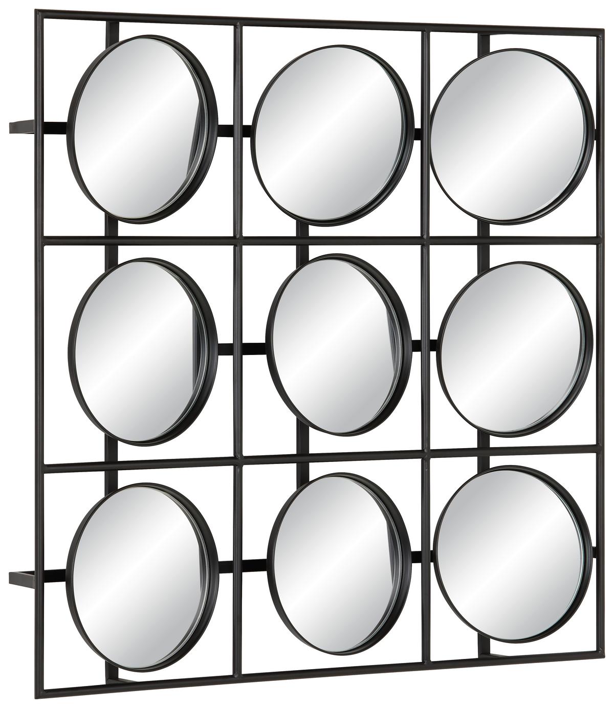 Stensko Ogledalo Maxim, Kovina, 70 X 70 Cm - črna, Moderno, kovina/steklo (70/70/8,5cm) - Mömax