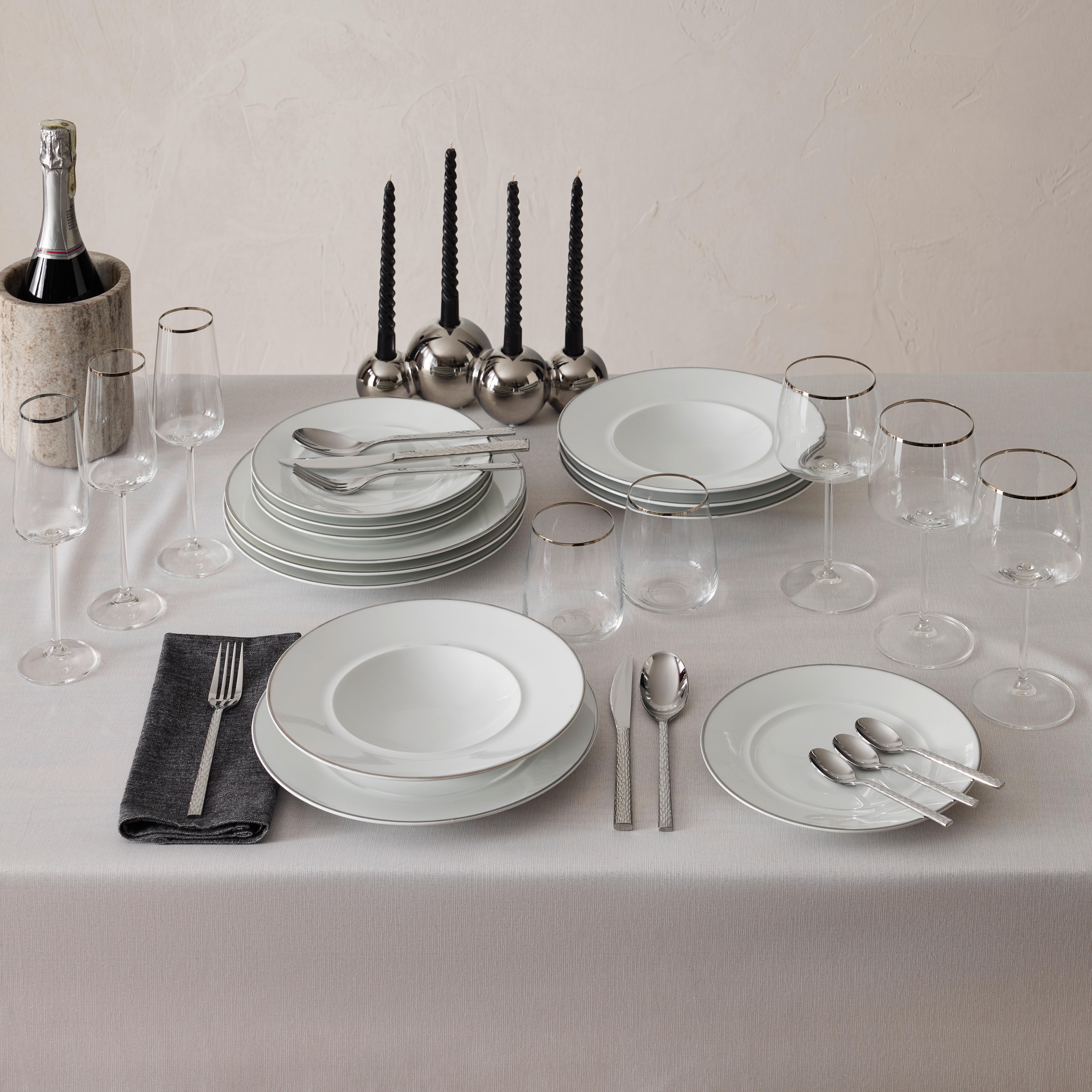 SERVIS PLATINIUM - vit/silver, Klassisk, keramik - Gourmesto