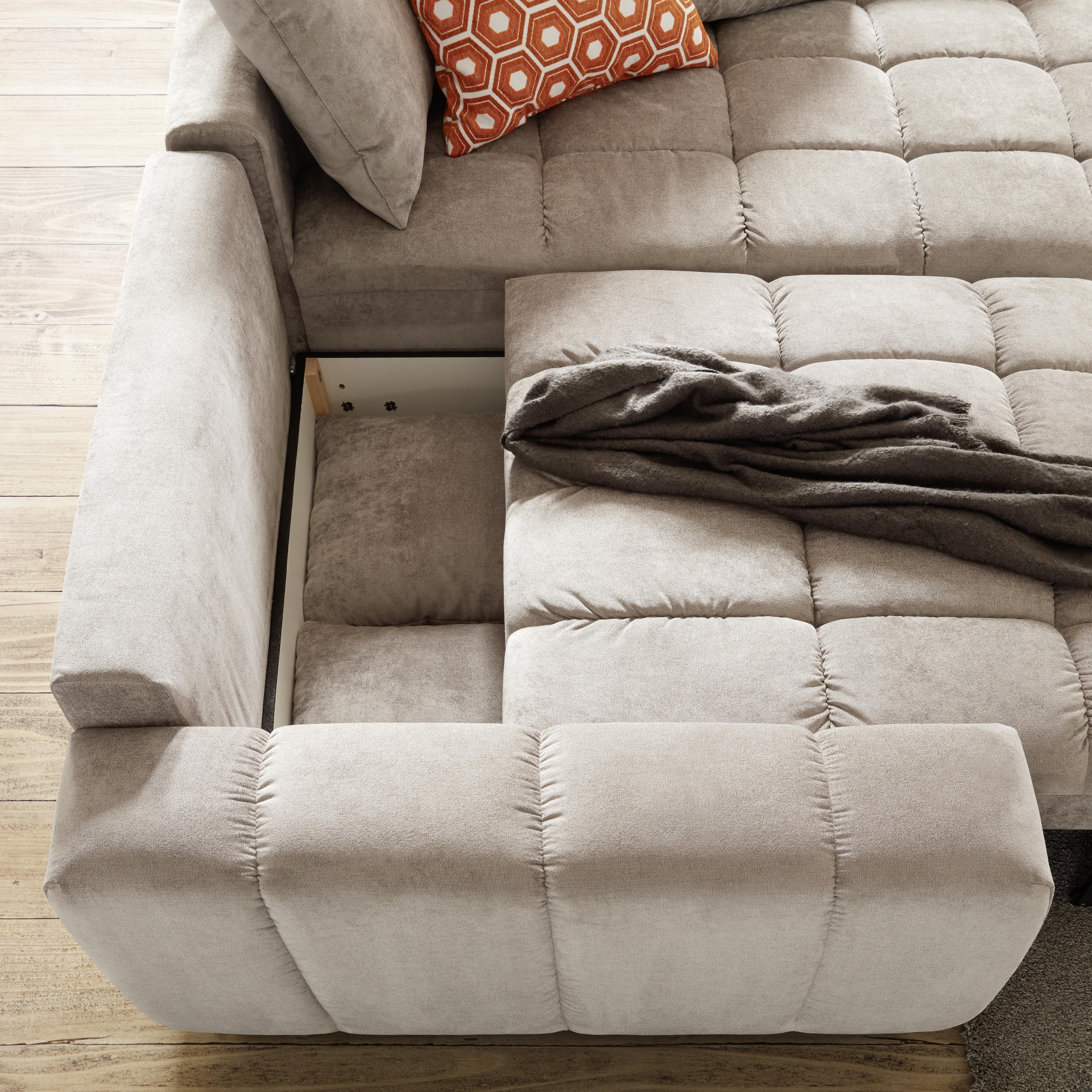 Ecksofa in Grau mit Bettfunktion - Grau, Modern, Textil (279/219cm) - Premium Living