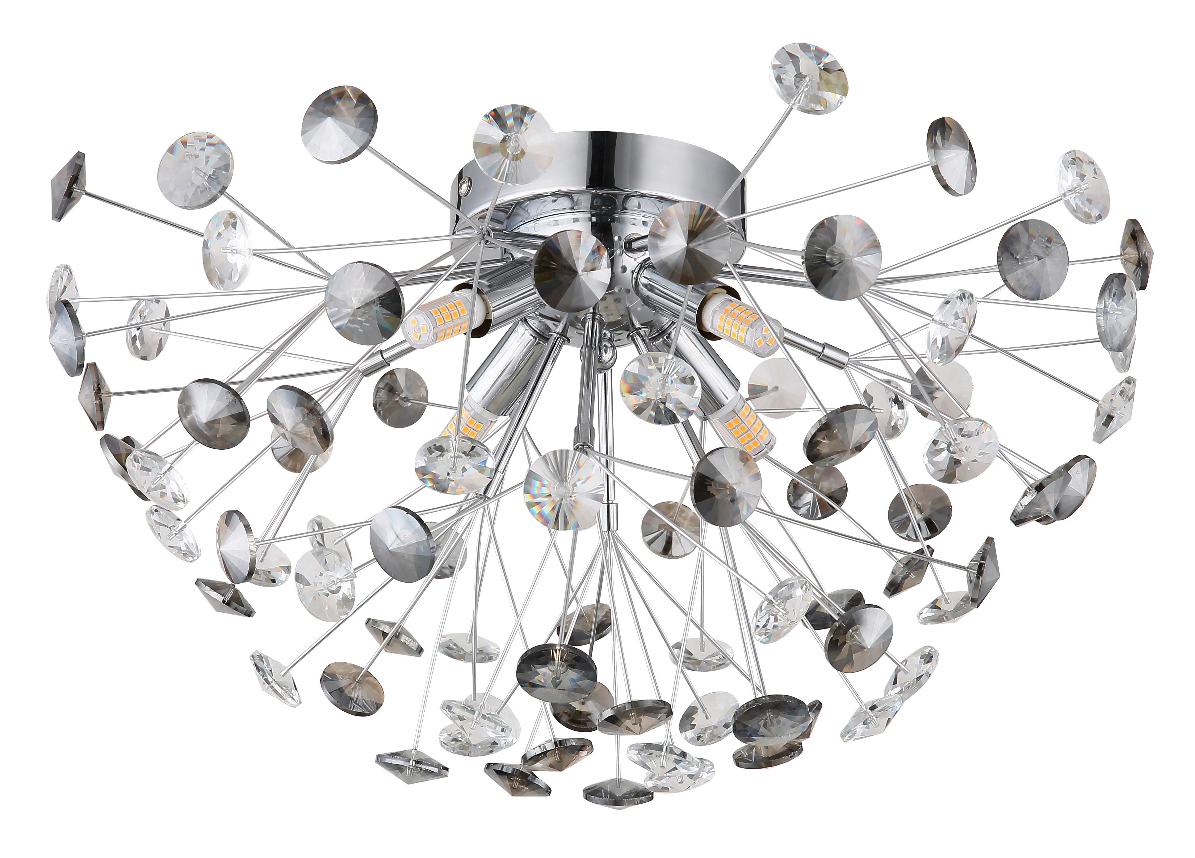 KRISTALL-DECKENLEUCHTE 64135DC KATRINA - clair/gris, Konventionell, métal/verre (45/25cm) - Globo