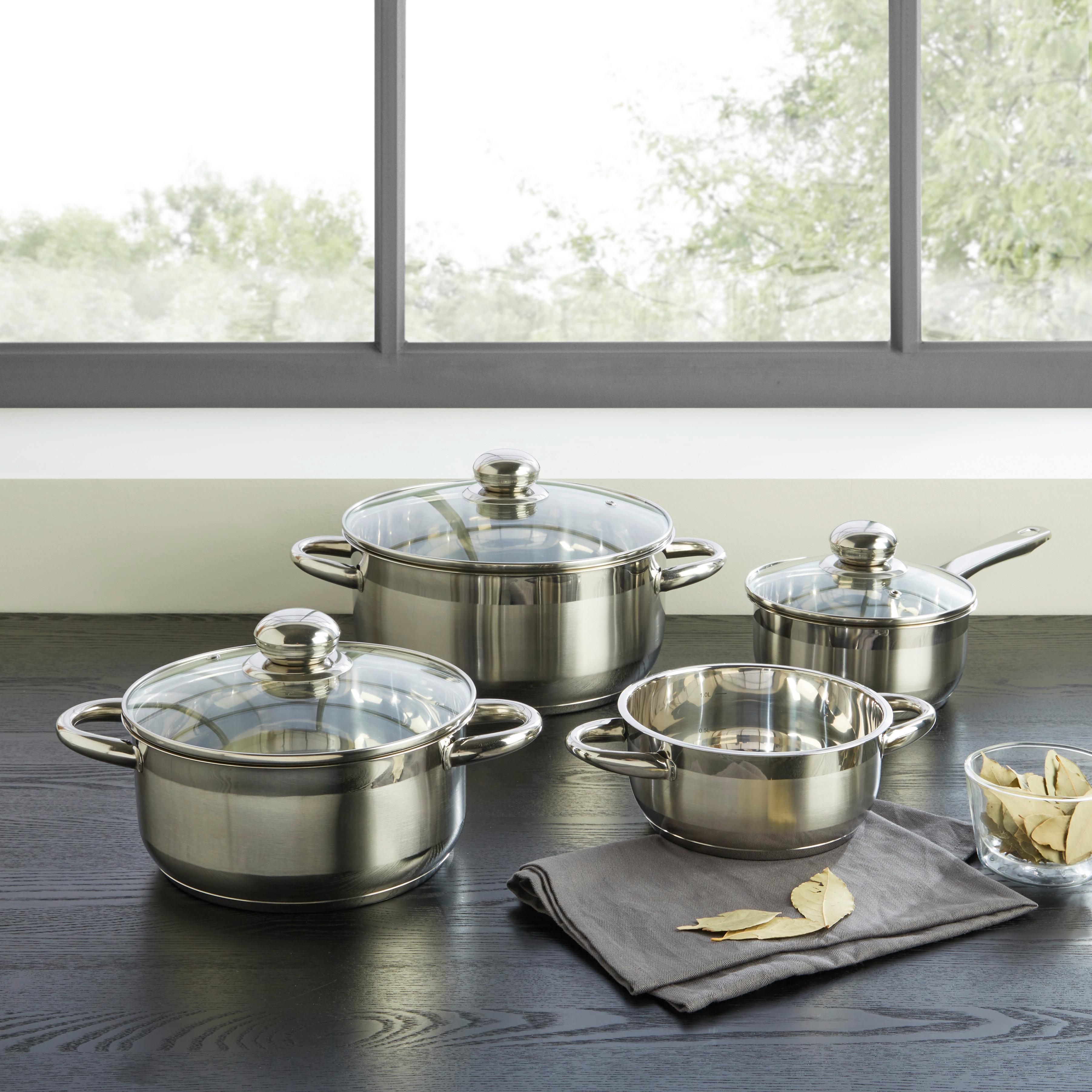 GRYT- OCH KASTRULLSET DARIA -TOP- - klar/silver, Klassisk, metall/glas - Based