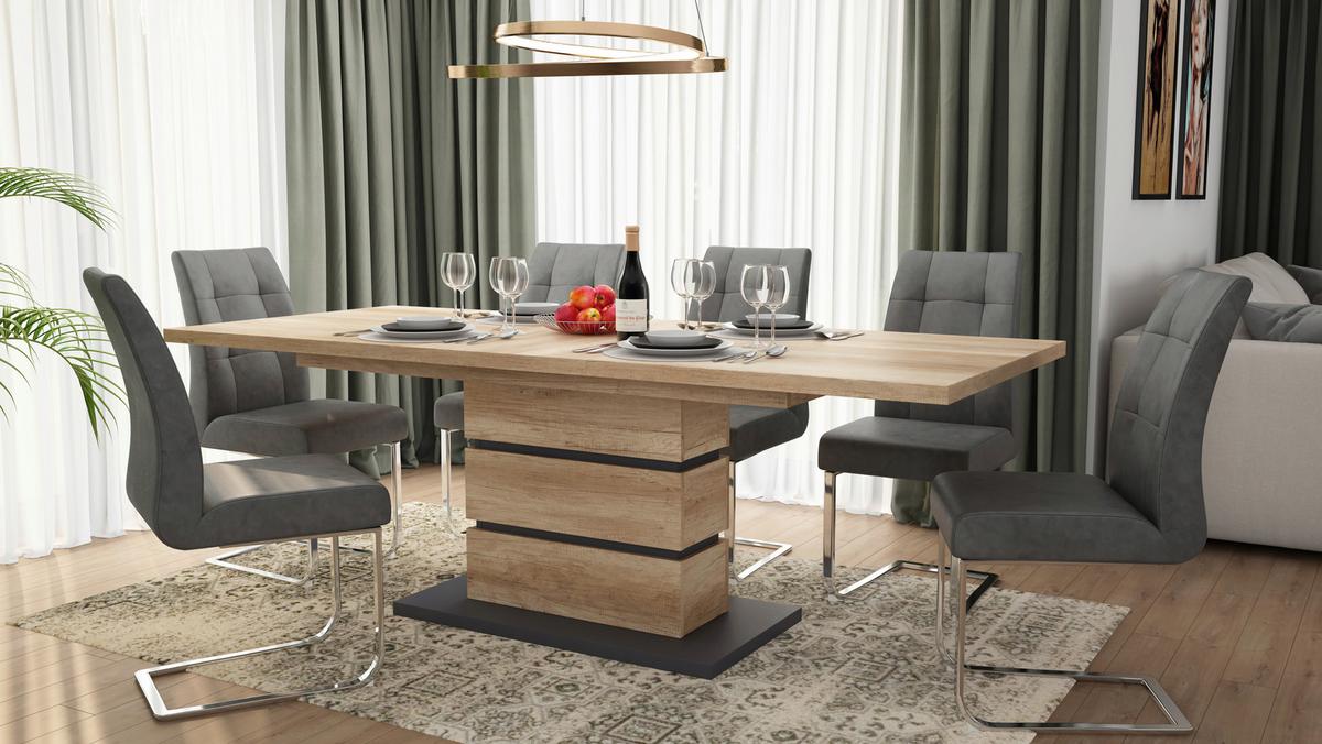 Schwingstuhl-Set MARLEN XXL Anthrazit, Wippfunktion - Anthrazit/Silberfarben, LIFESTYLE, Textil/Metall (47/96/62cm) - MID.YOU