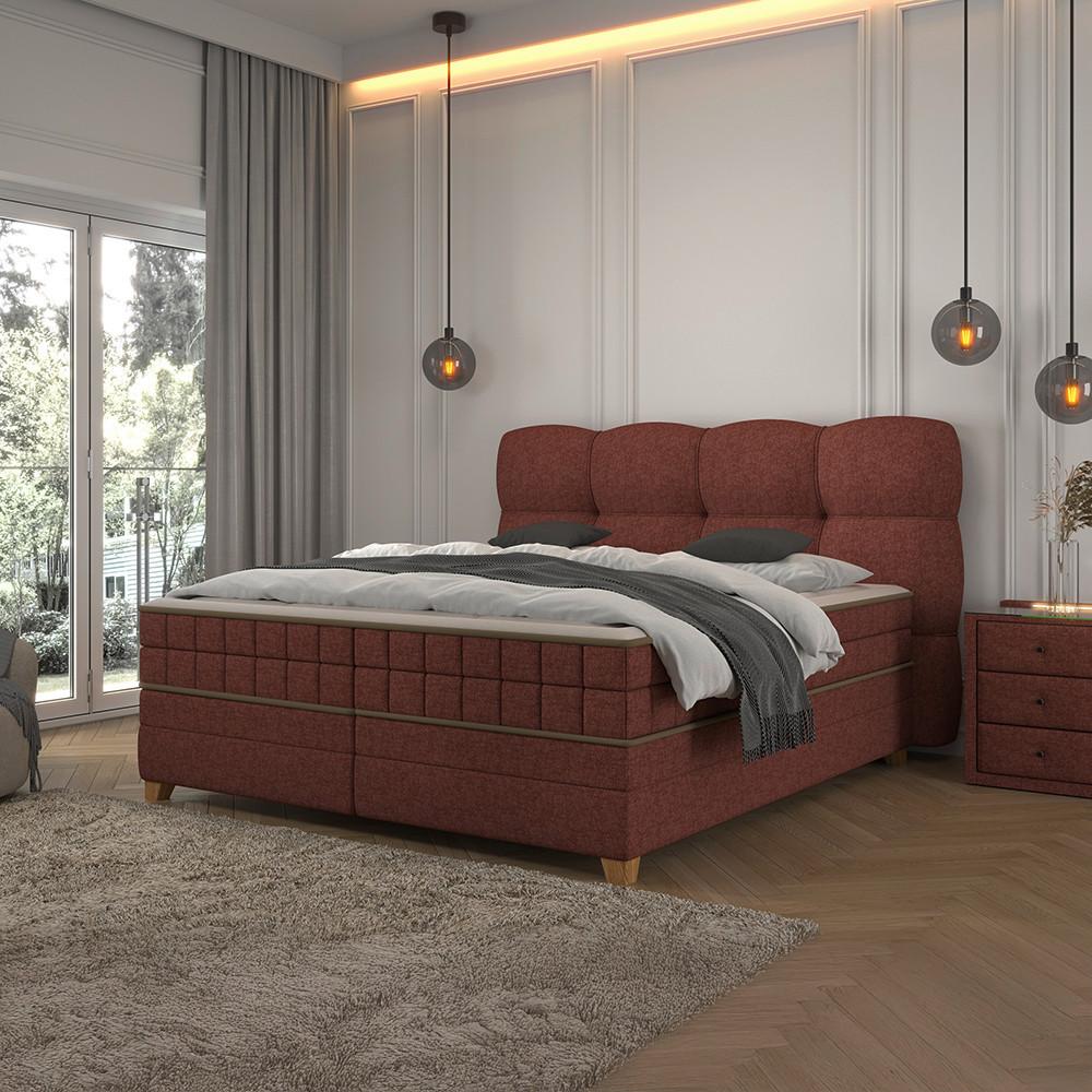 Boxspringbett Bianco Rot ca. 180x200cm - Rot, KONVENTIONELL, Holz/Holzwerkstoff (180/200cm) - Premium Living