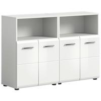 Srednje Visoka Omara Ice, Bela - srebrne barve/črna, Moderno, umetna masa/leseni material (120/80/30cm) - MID.YOU