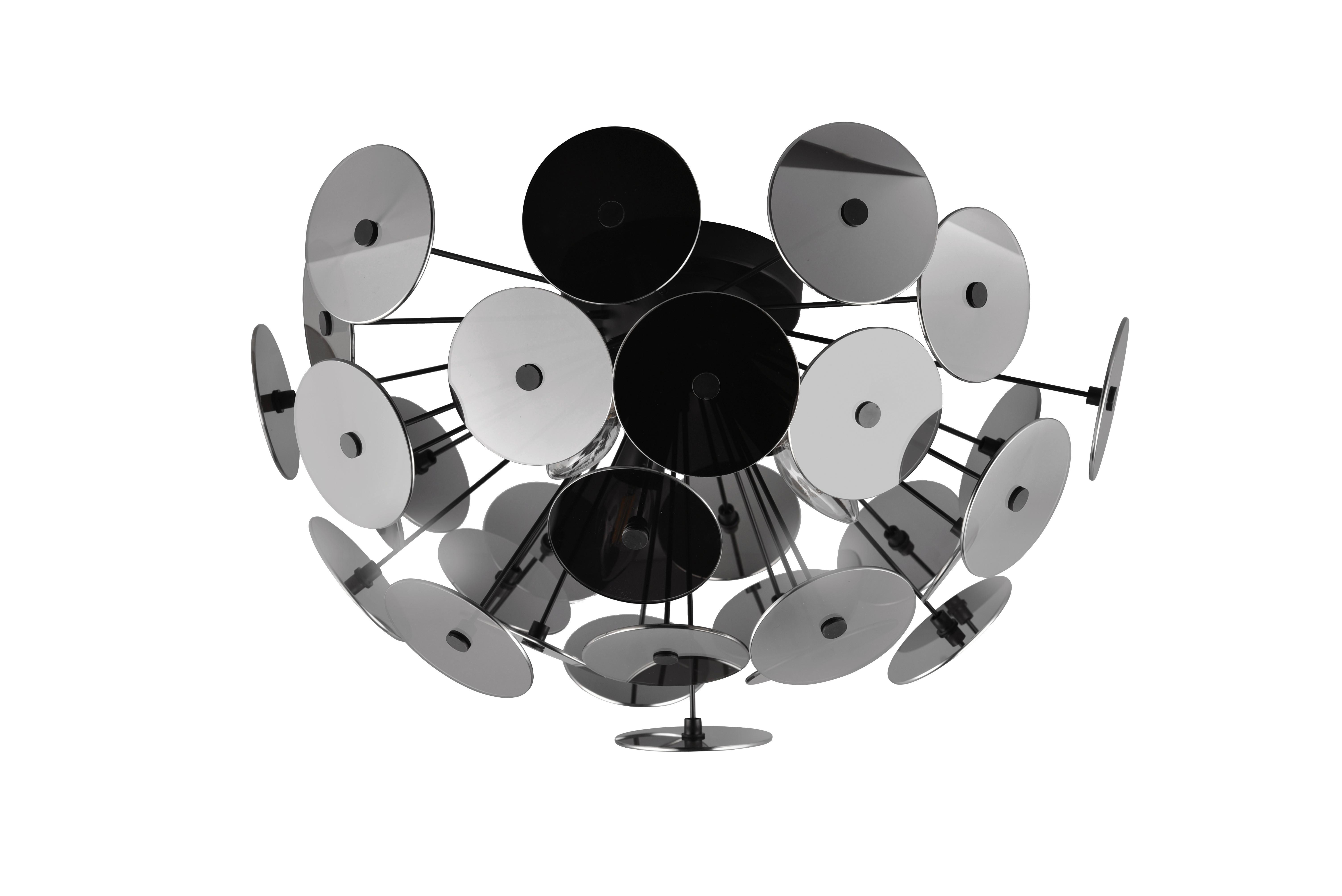 Deckenleuchte Discalgo Chromfarben max. 40 Watt - Chromfarben/Schwarz, Design, Glas/Metall (54/30cm) - Trio Leuchten