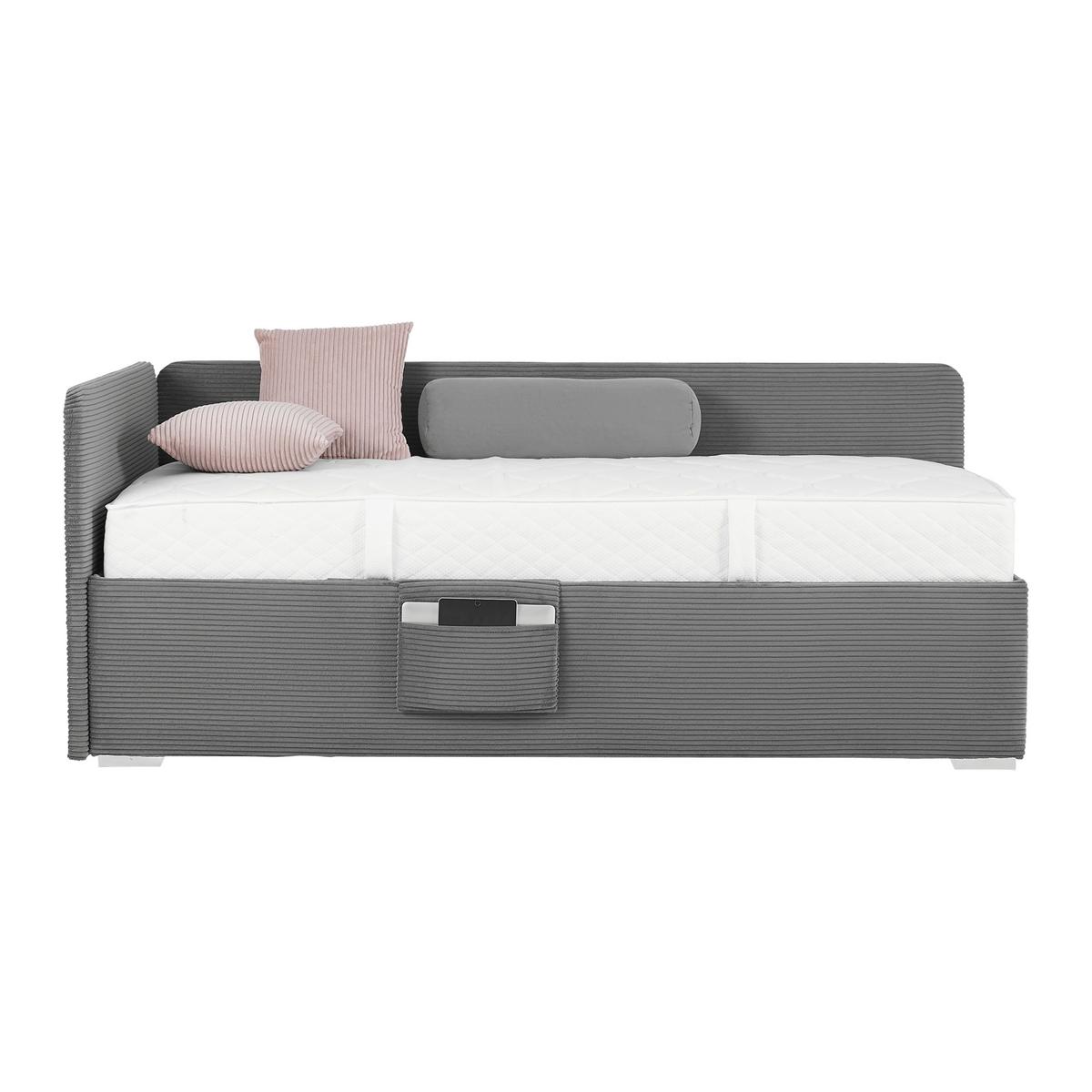 Bett Remi Grau ca. 90x200cm - Chromfarben/Naturfarben, KONVENTIONELL, Holz/Kunststoff (90/200cm) - Mömax