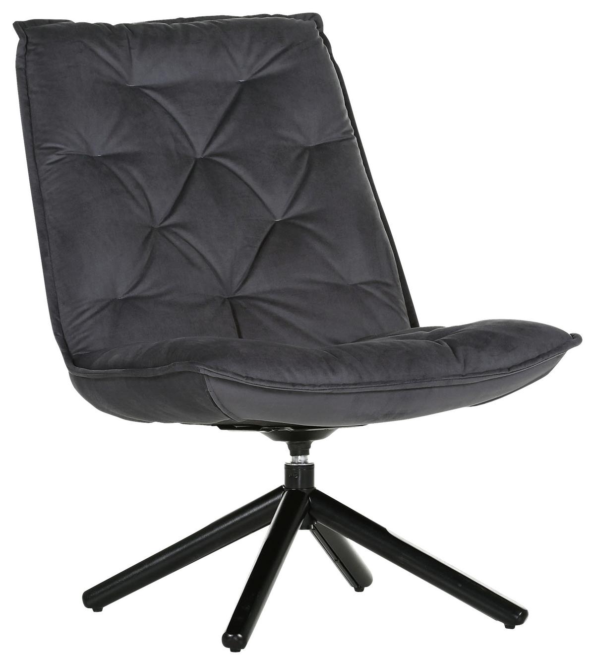 Fotelj Chill, Siva, Vrtljiv - siva/črna, Moderno, kovina/tekstil (70/96/80cm) - Modern Living